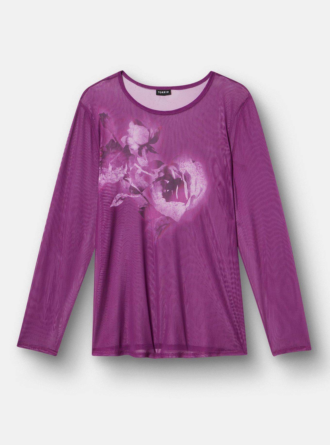 Mesh Crew Long Sleeve Top, PLUM CASPIA, hi-res