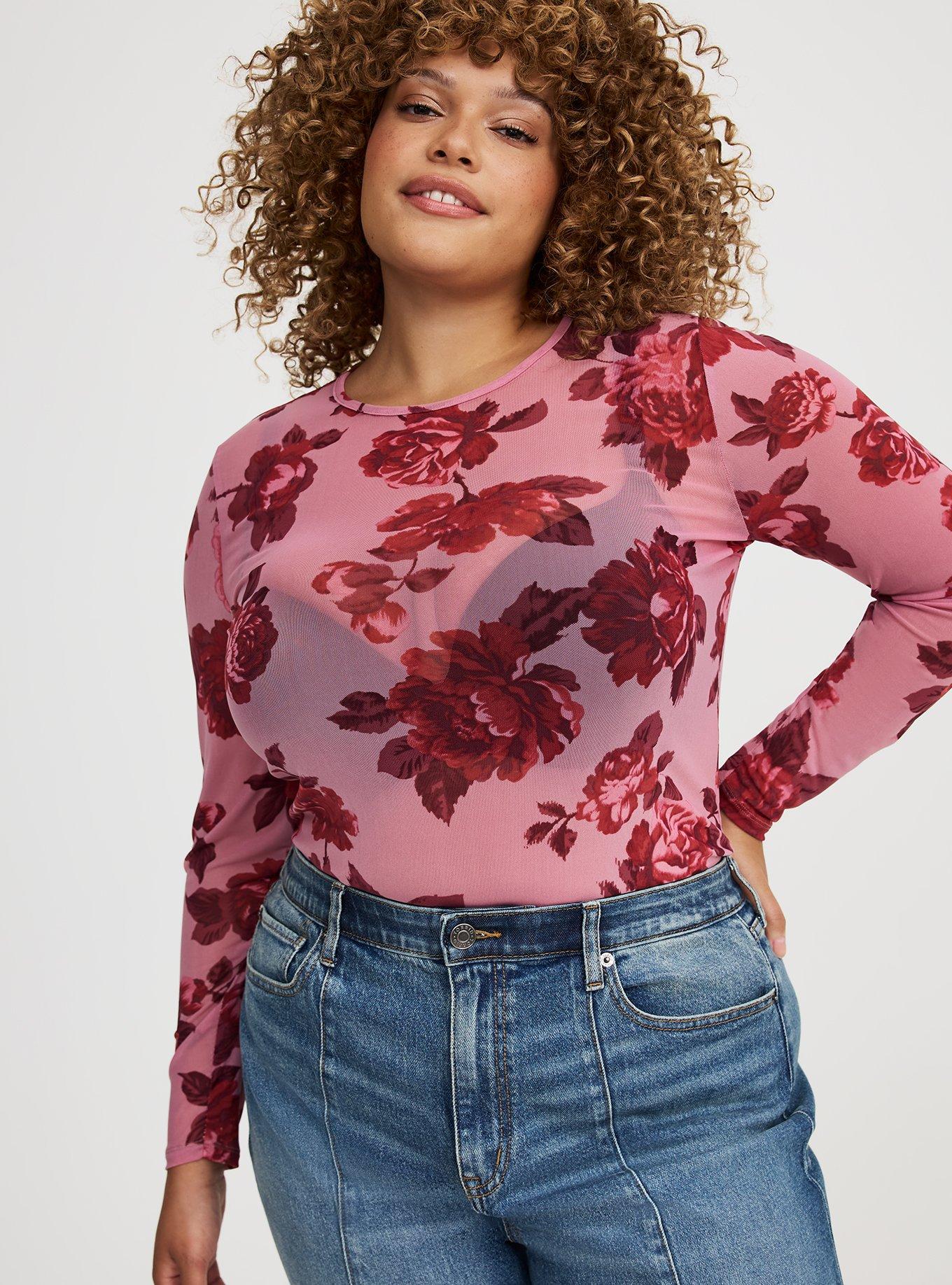 Mesh Crew Long-Sleeve Top