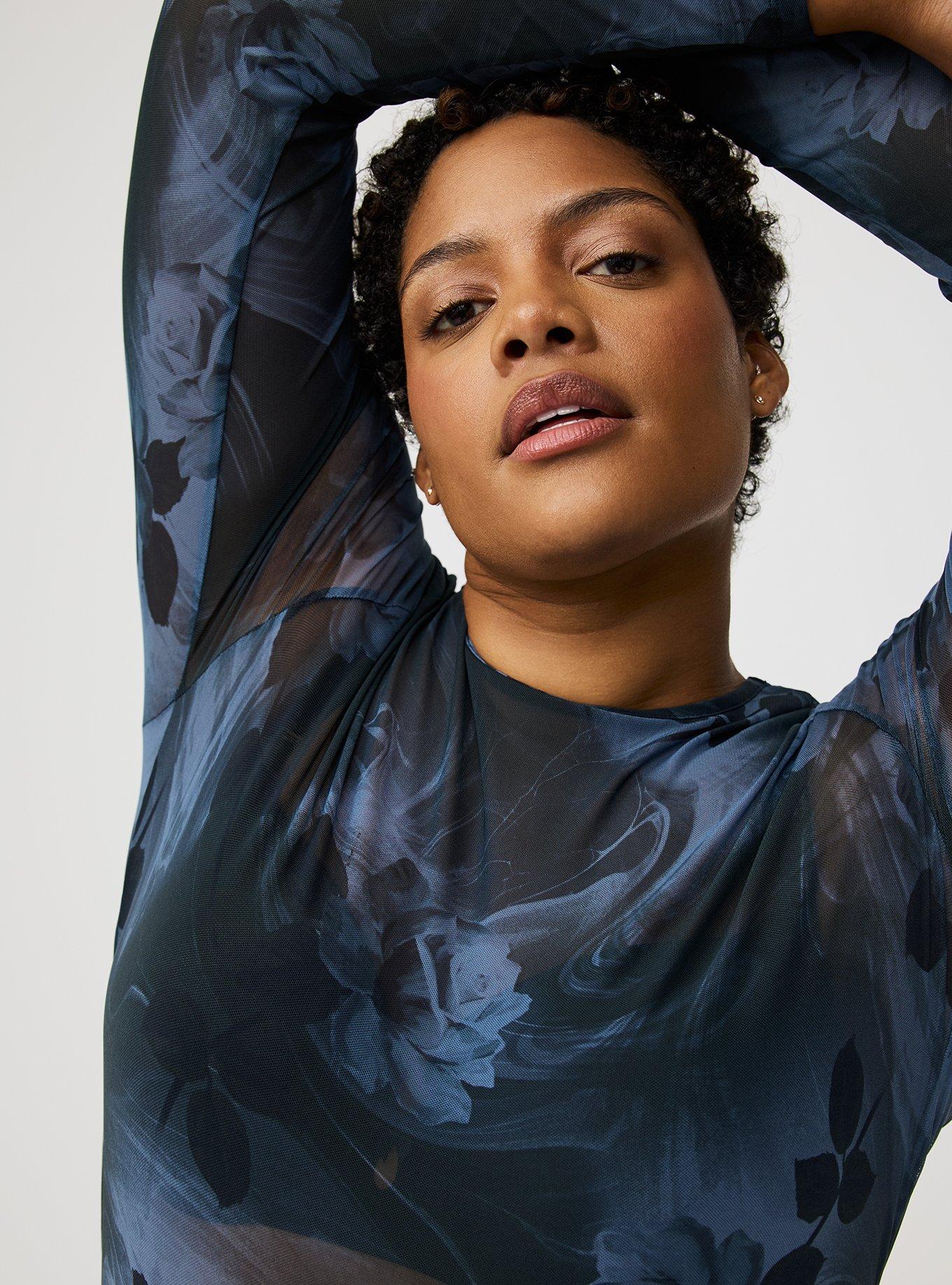Mesh Crew Long-Sleeve Top