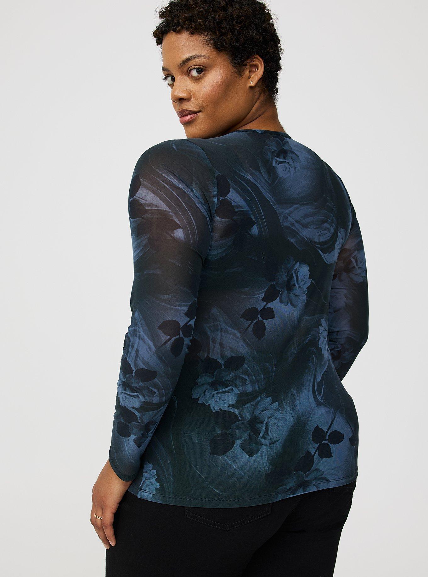 Mesh Crew Long-Sleeve Top