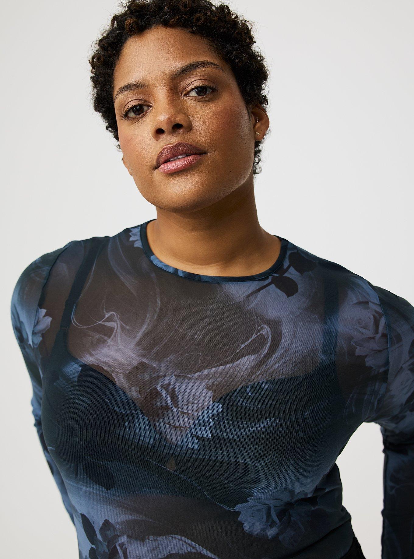 Mesh Crew Long-Sleeve Top