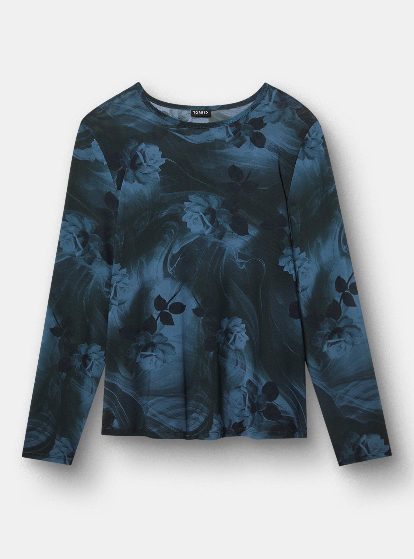 Mesh Crew Long-Sleeve Top