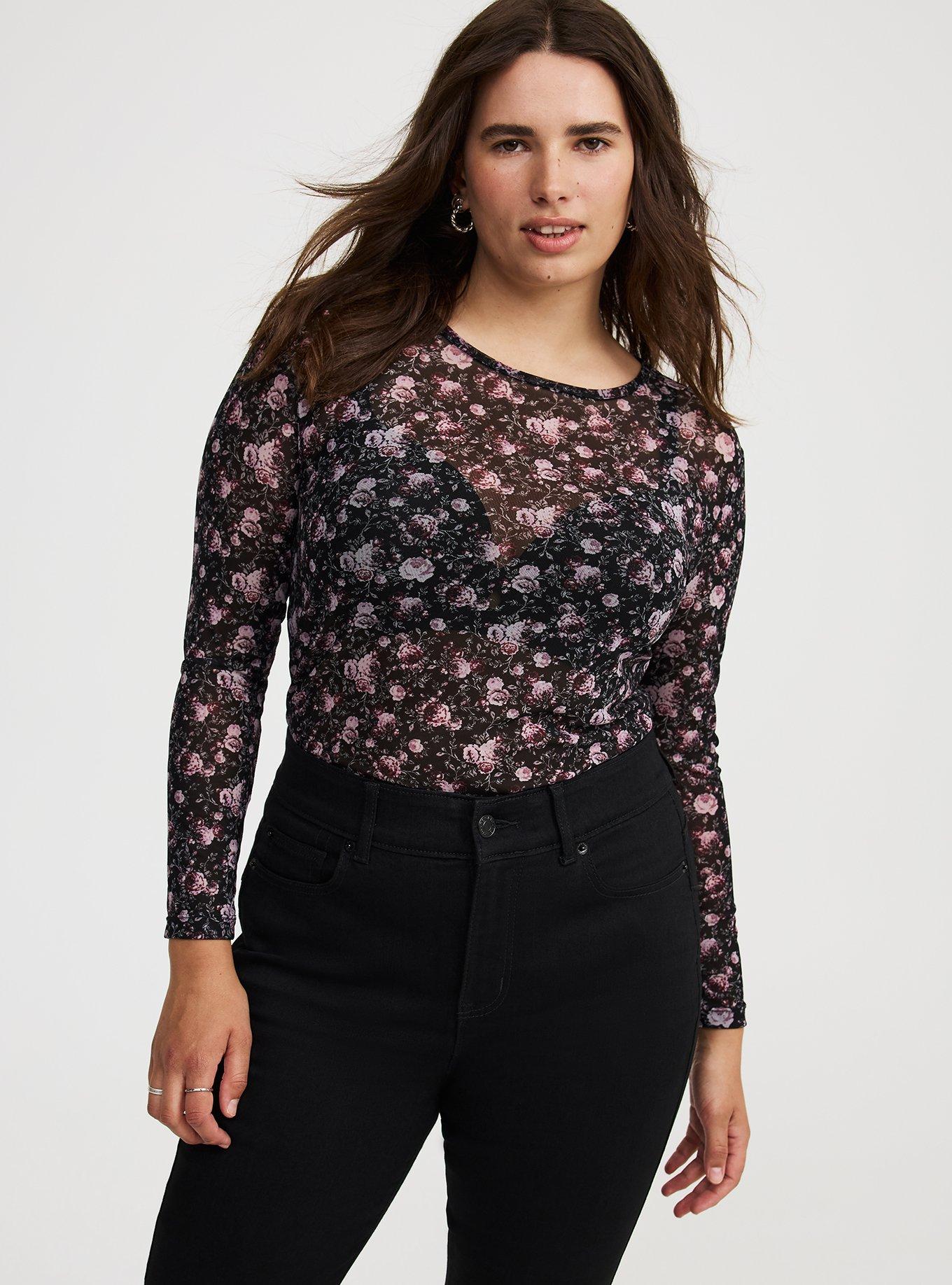 Mesh Crew Long-Sleeve Top