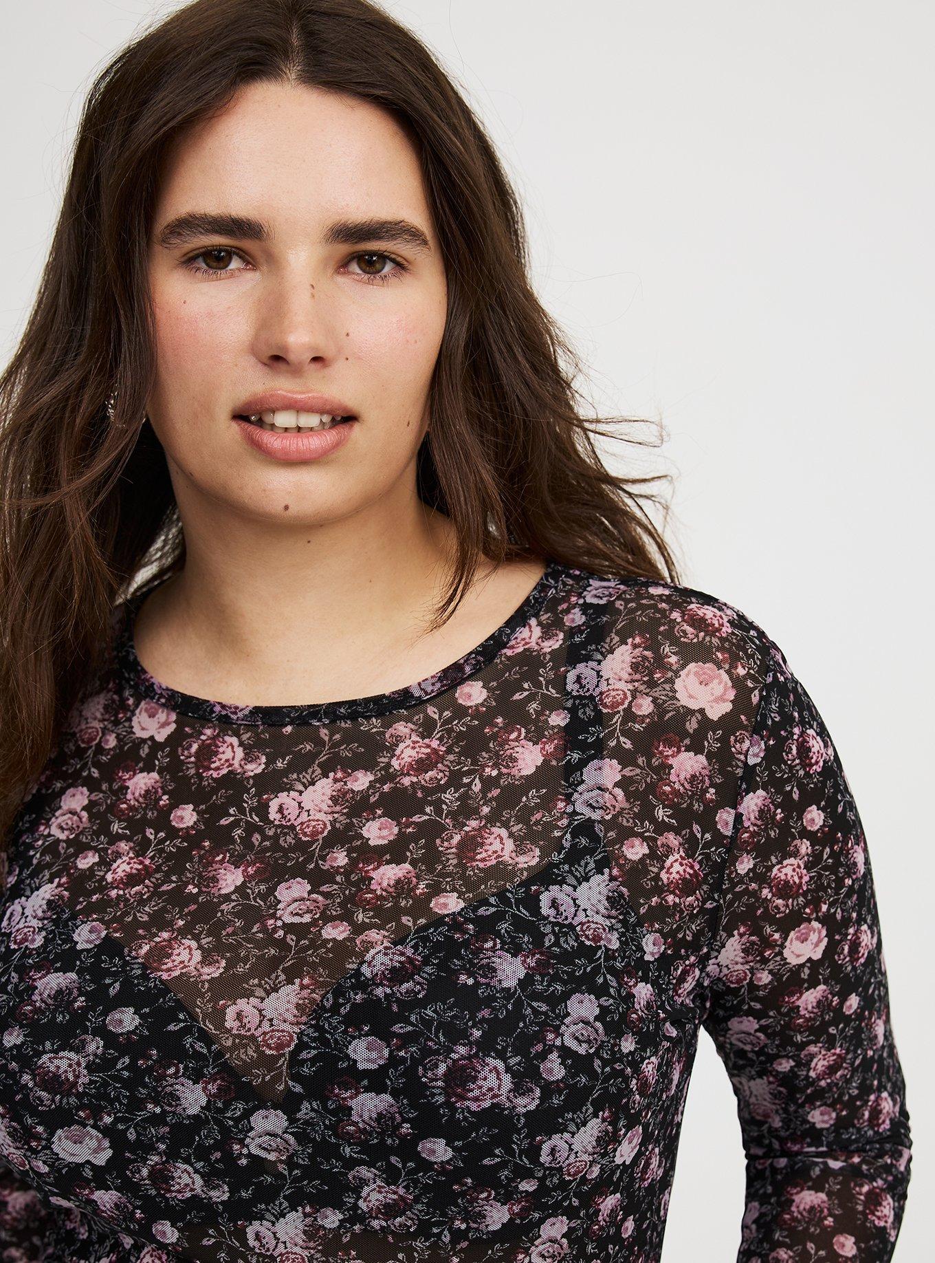 Mesh Crew Long-Sleeve Top