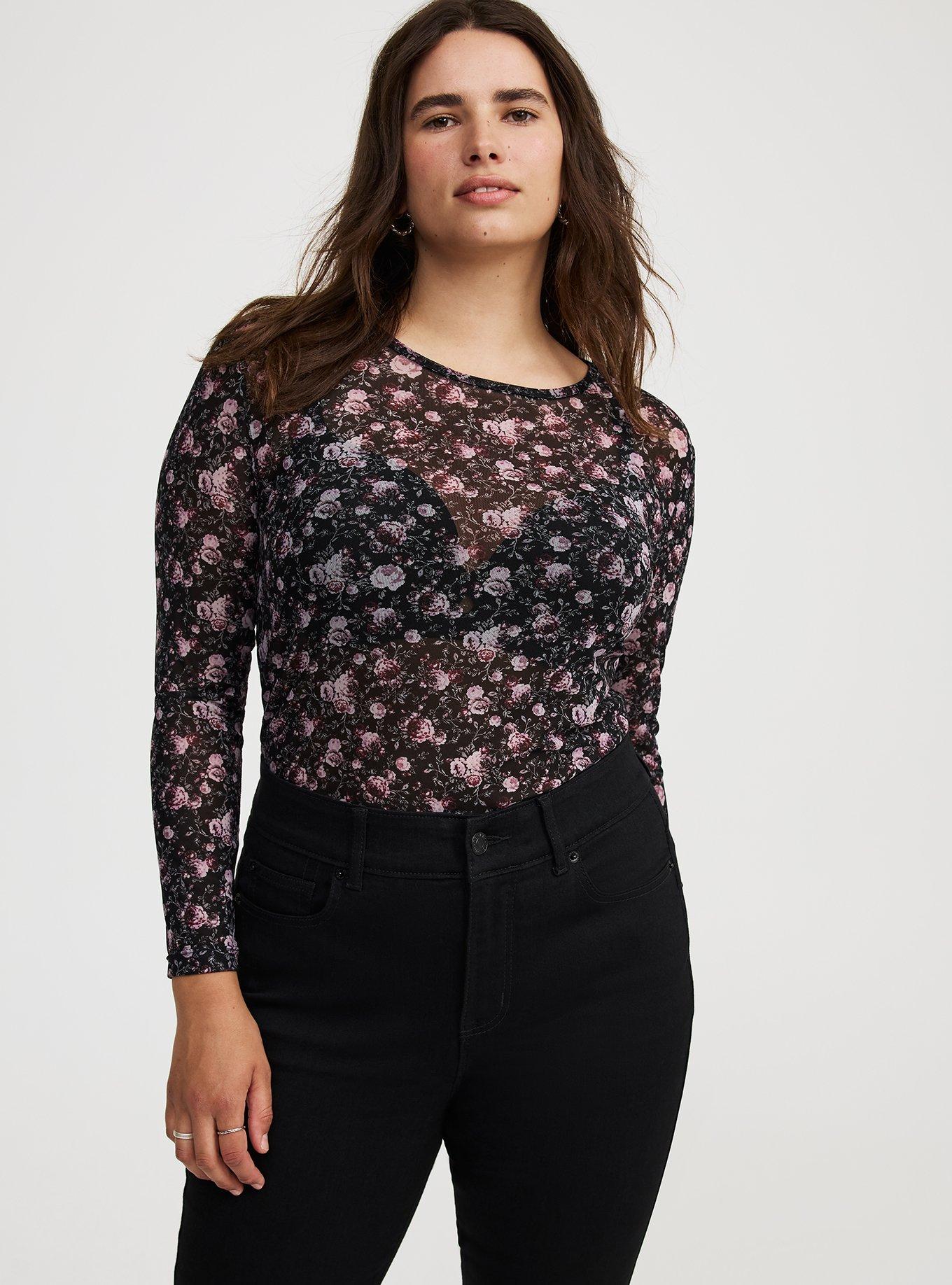 Mesh Crew Long-Sleeve Top