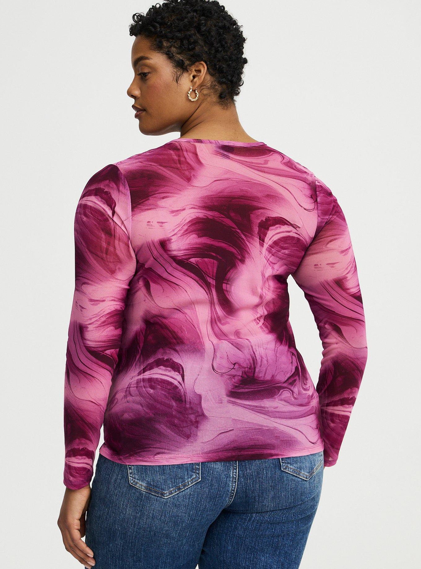 Plus Size - Mesh Crew Neck Long Sleeve Top - Torrid