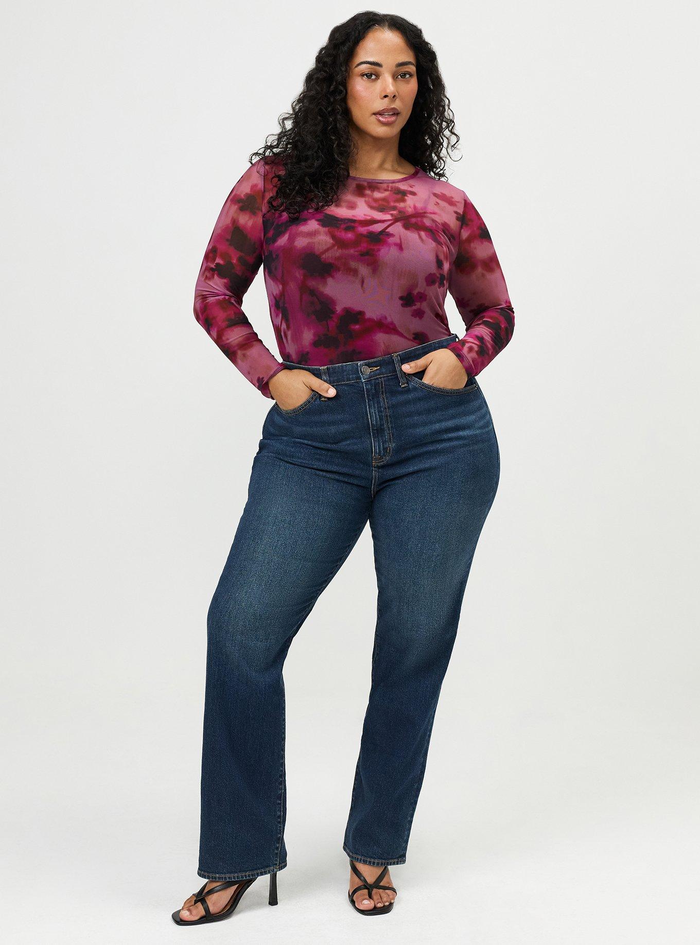 Mesh Crew Long Sleeve Top, FLOW FLORAL PINK, alternate