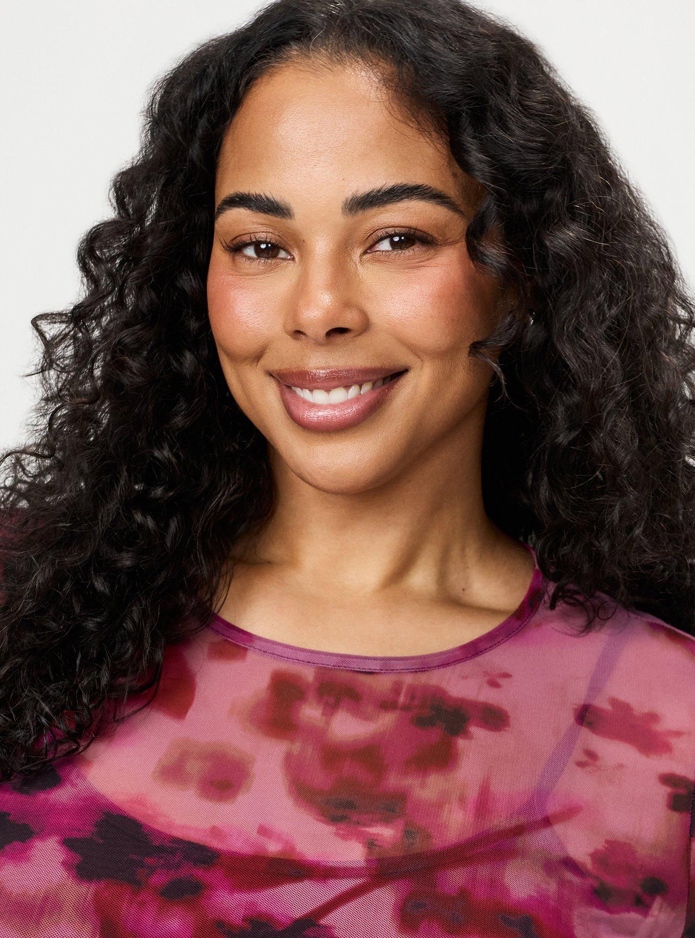Mesh Crew Long Sleeve Top, FLOW FLORAL PINK, alternate