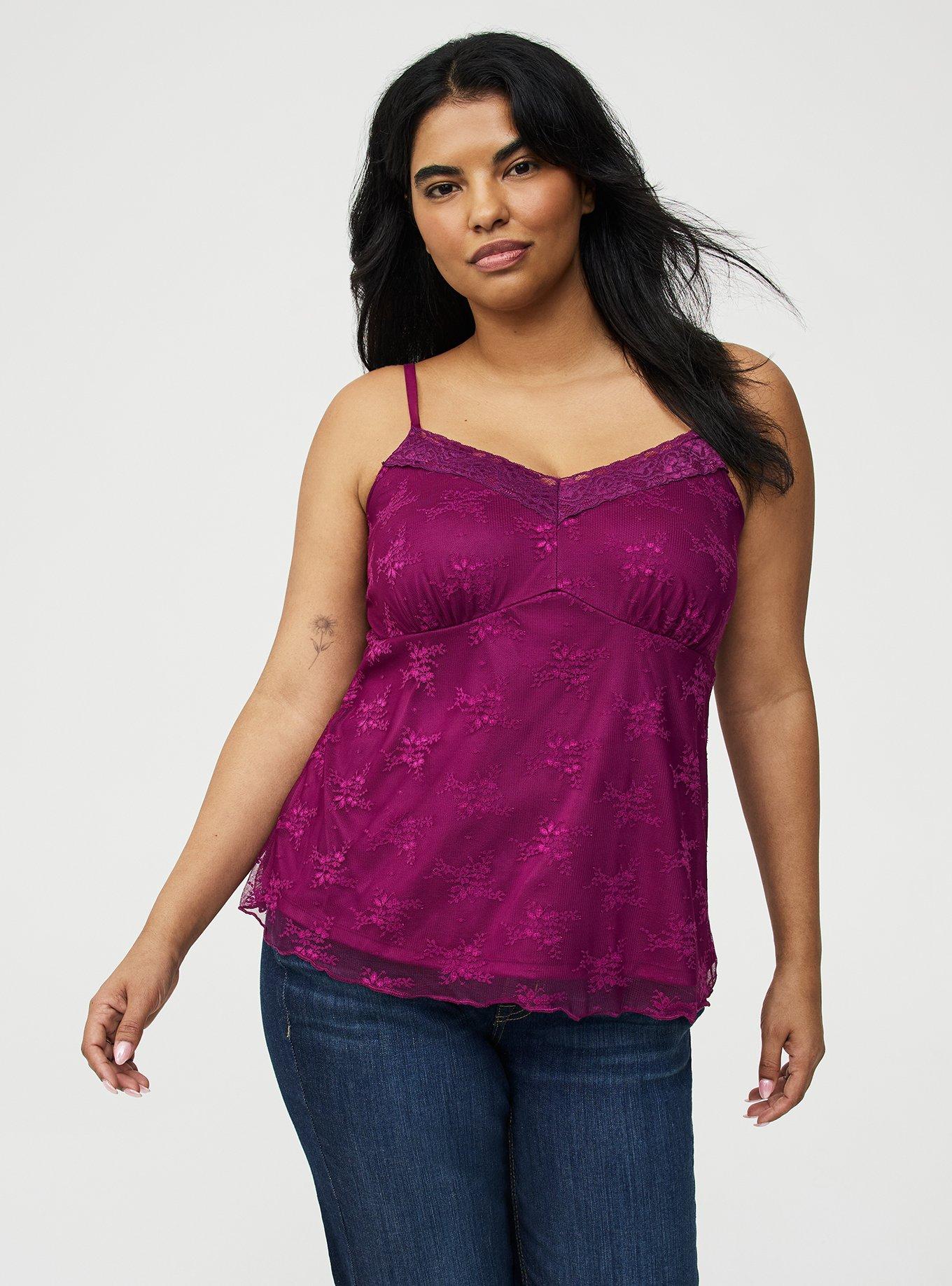 Lace Sweetheart Cami, PLUM CASPIA, hi-res