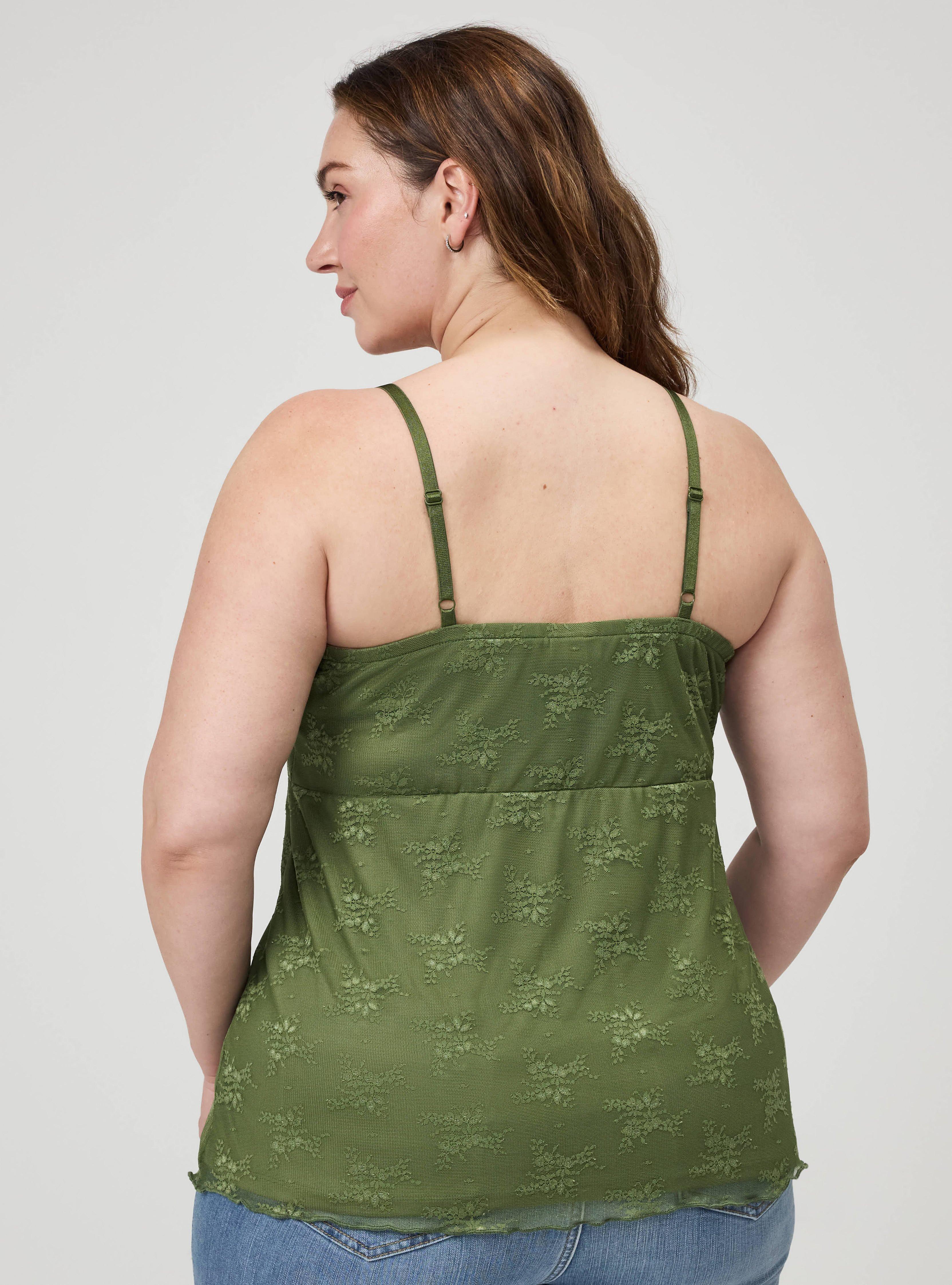 Plus Size Lace Sweetheart Cami, OLIVINE, alternate