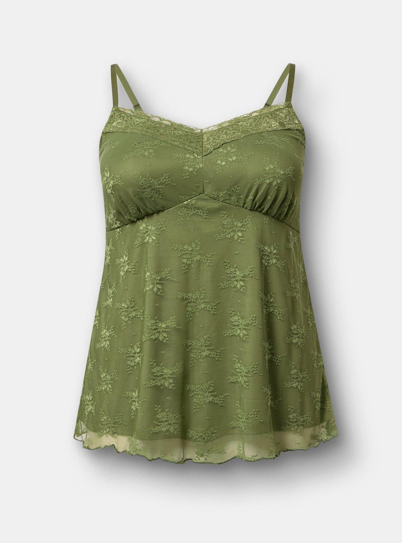 Plus Size Lace Sweetheart Cami, OLIVINE, hi-res