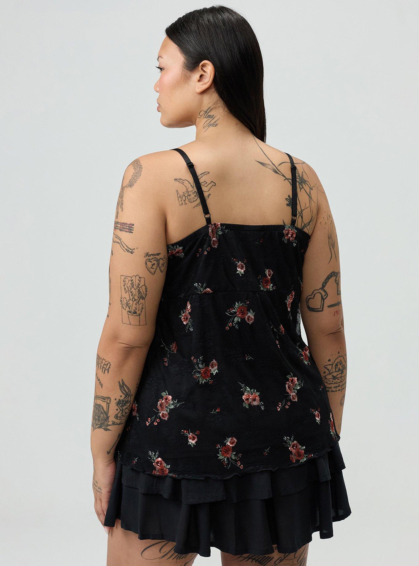 Plus Size Lace Sweetheart Cami, PENNY PORTUGAL BLACK, alternate