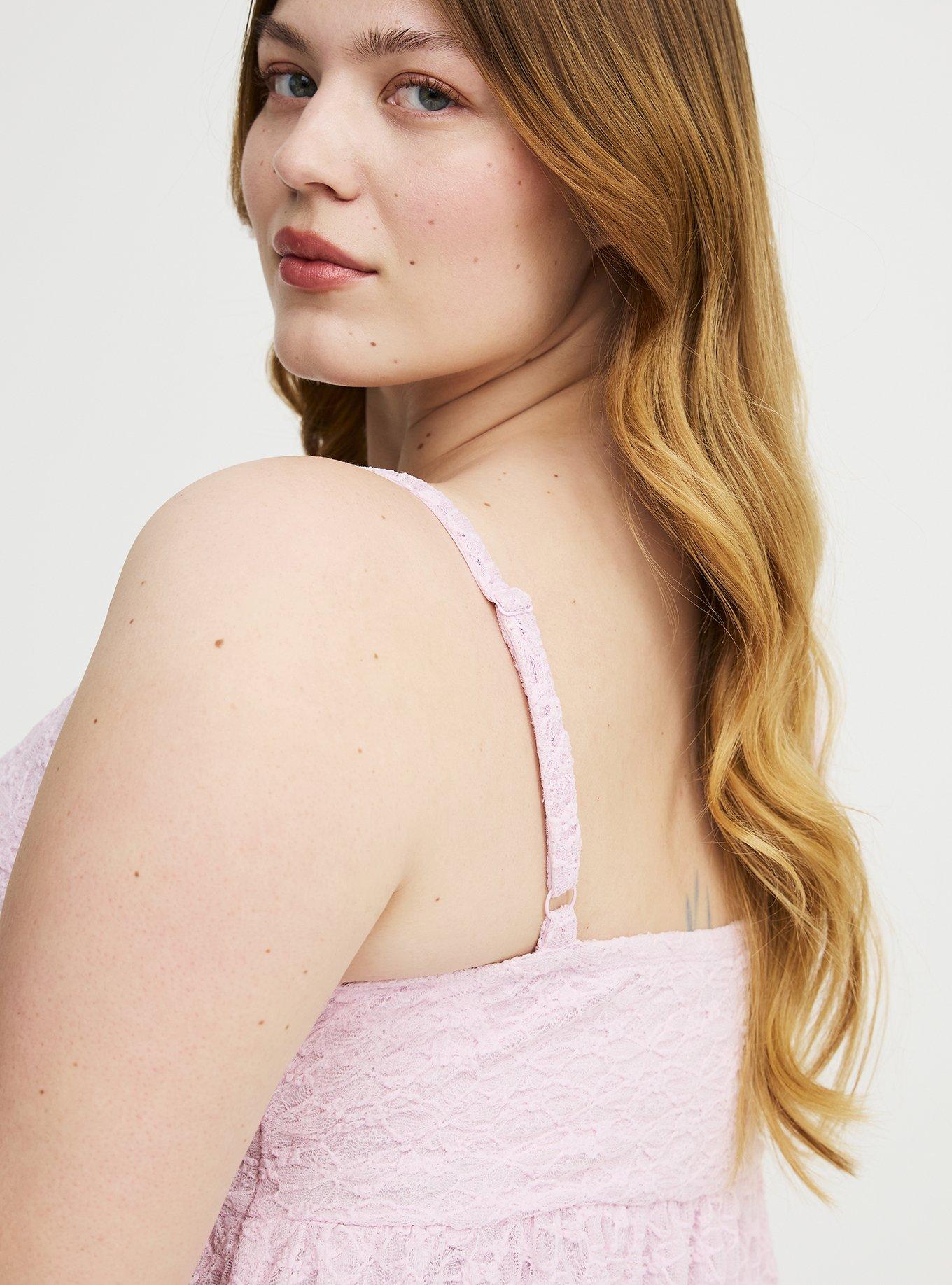 Stretch Lace Sweetheart Babydoll Cami, LILAC SNOW, alternate