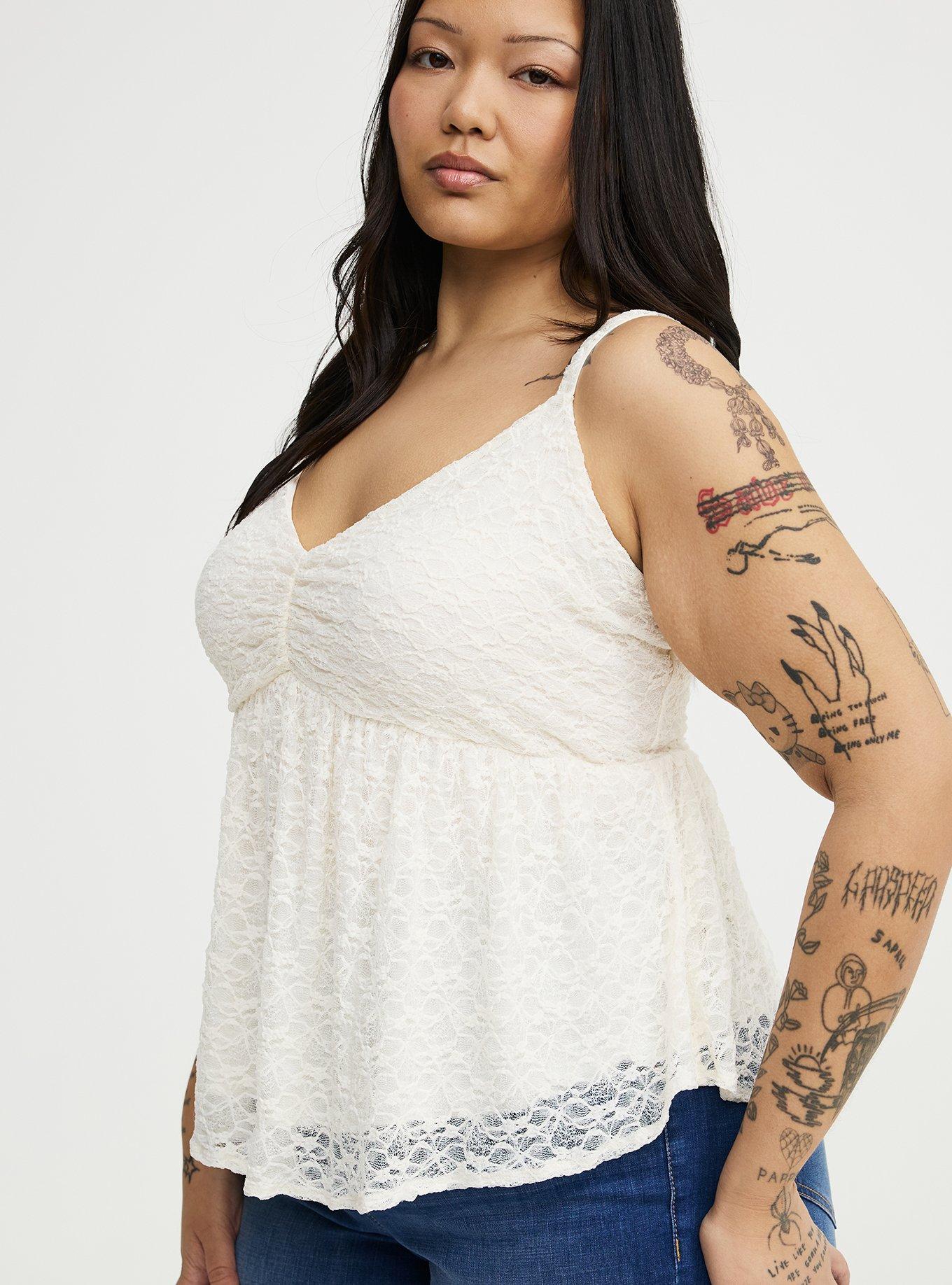 Stretch Lace V-Neck Babydoll Cami