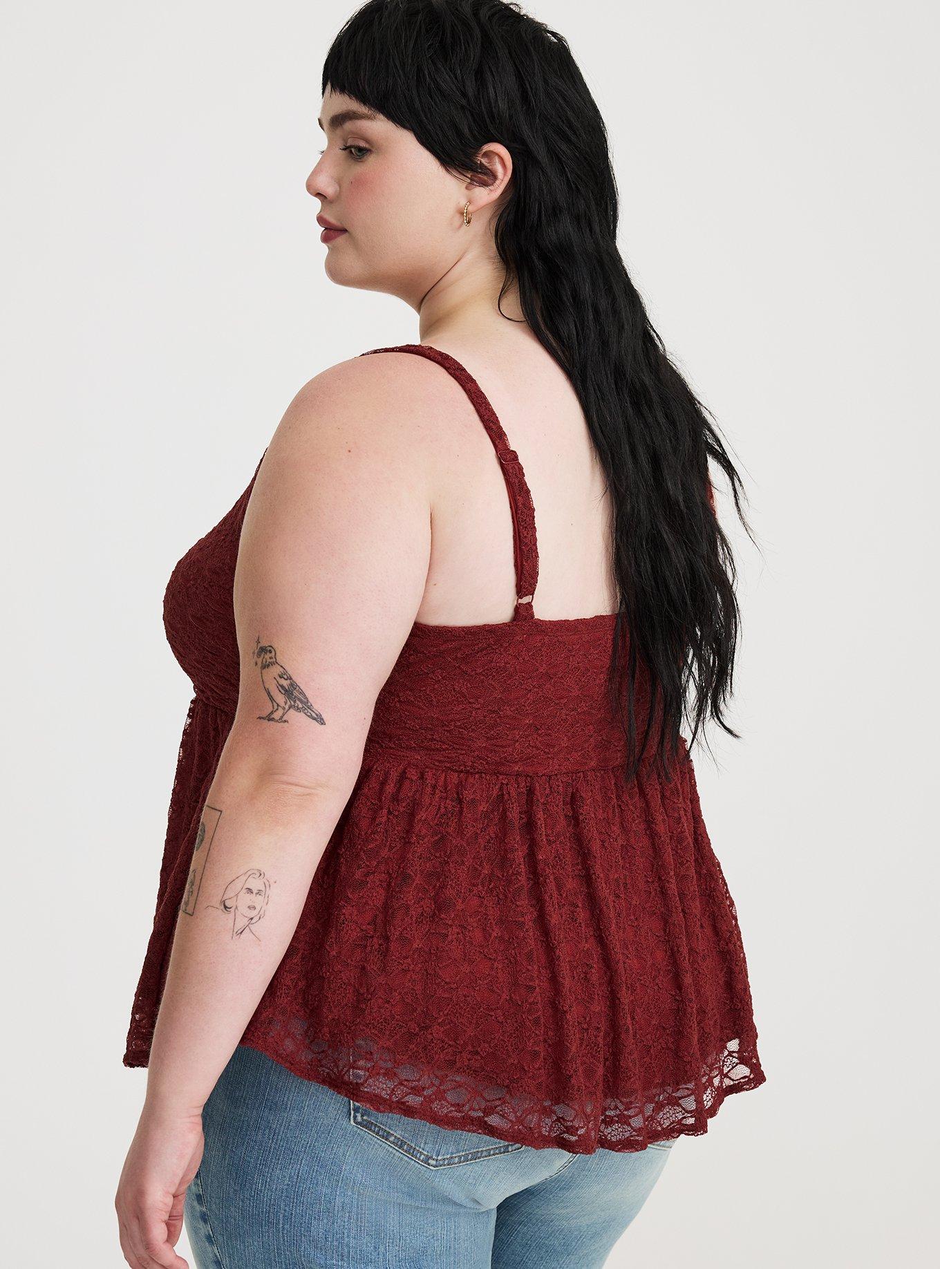 Stretch Lace V-Neck Babydoll Cami