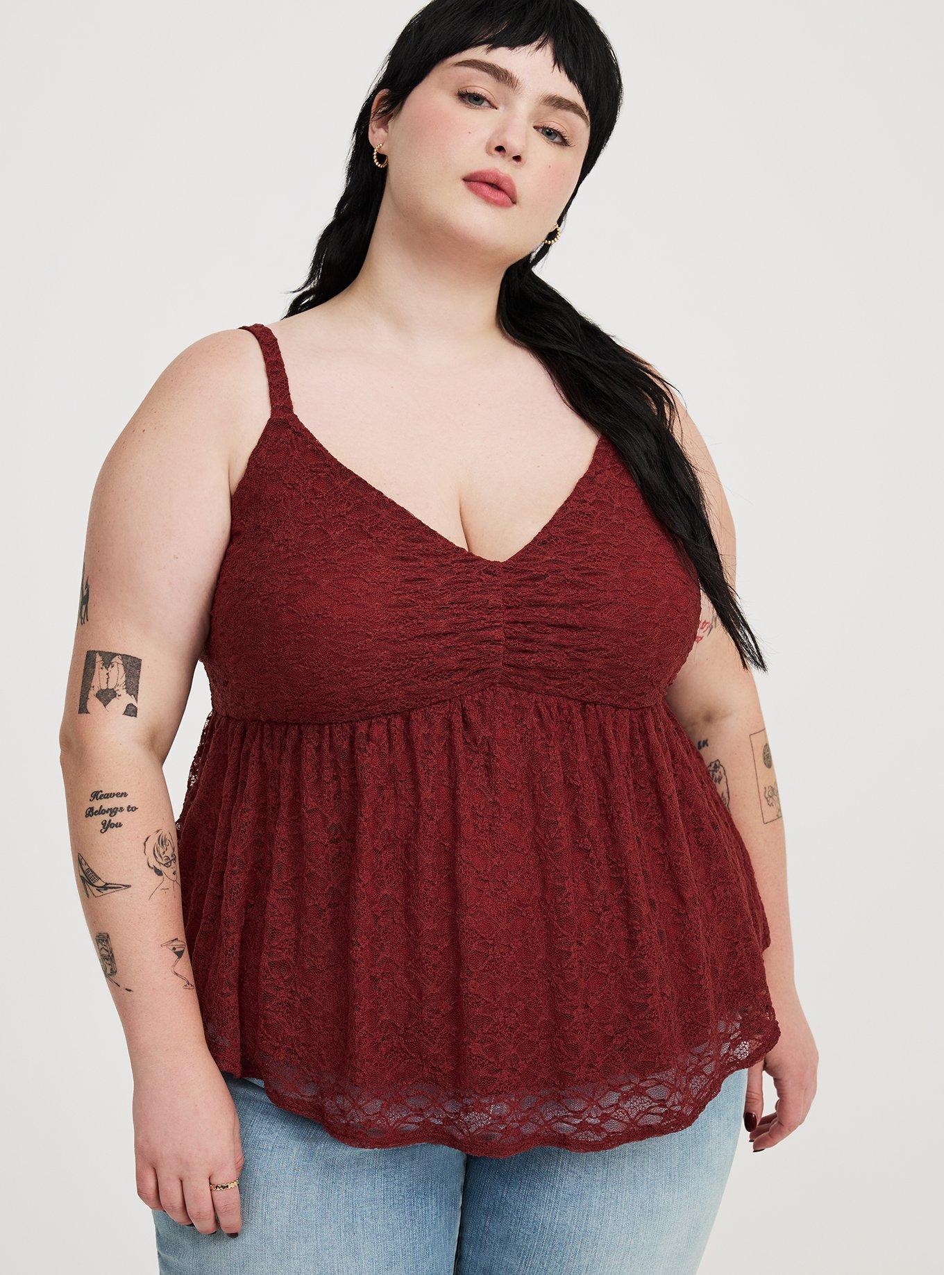 Stretch Lace V-Neck Babydoll Cami