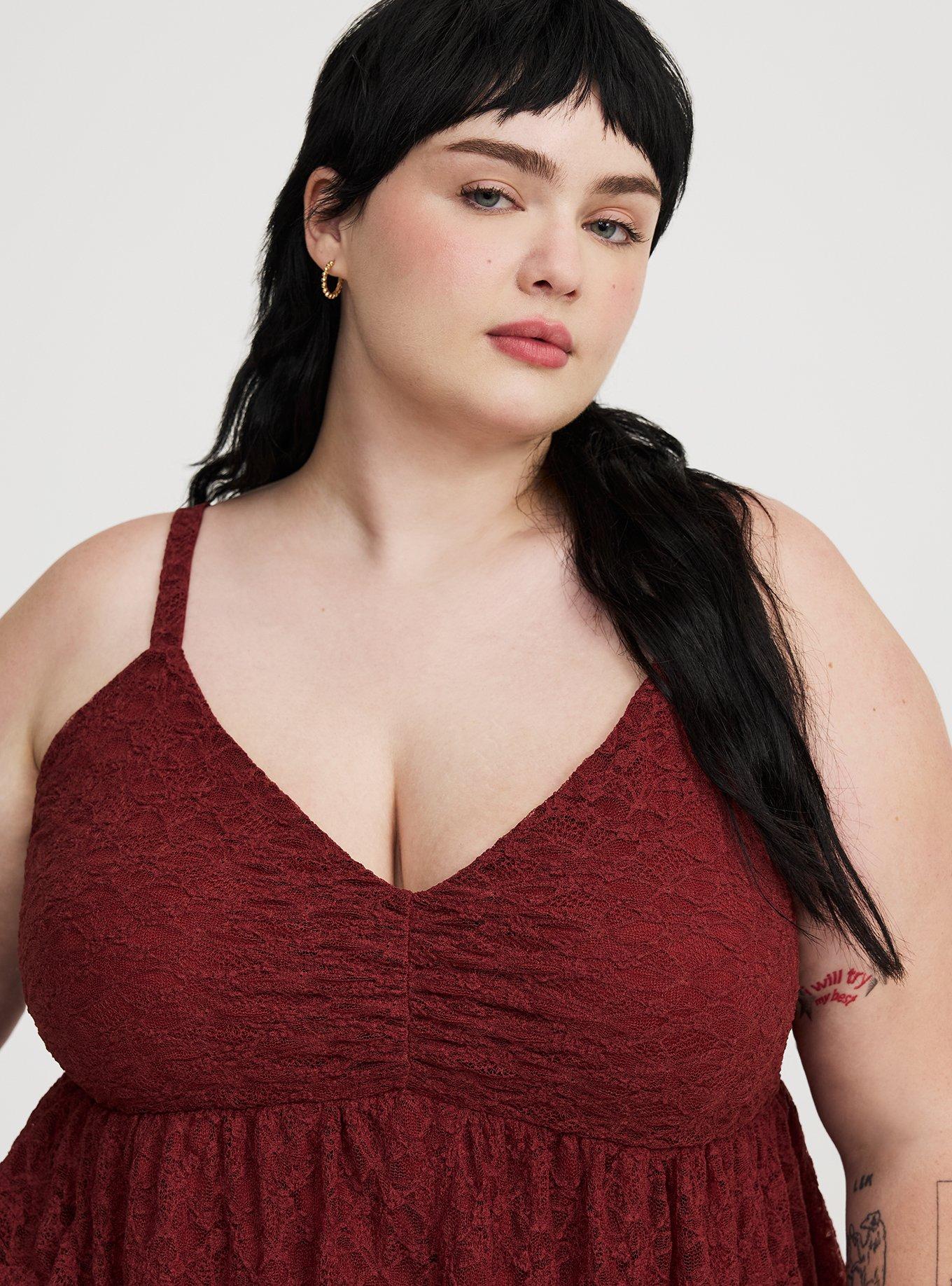 Stretch Lace V-Neck Babydoll Cami