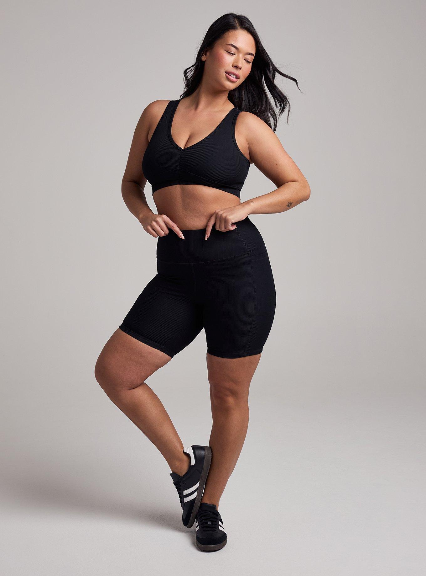 TRU Performance Rib Ruched Active Sports Bra, DEEP BLACK, alternate