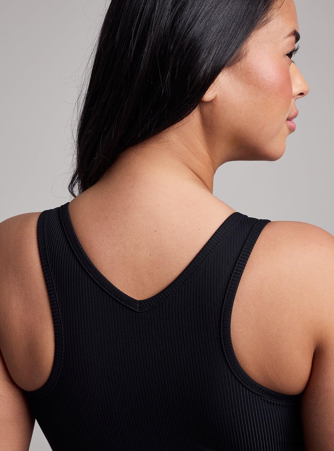 TRU Performance Rib Ruched Active Sports Bra, DEEP BLACK, alternate