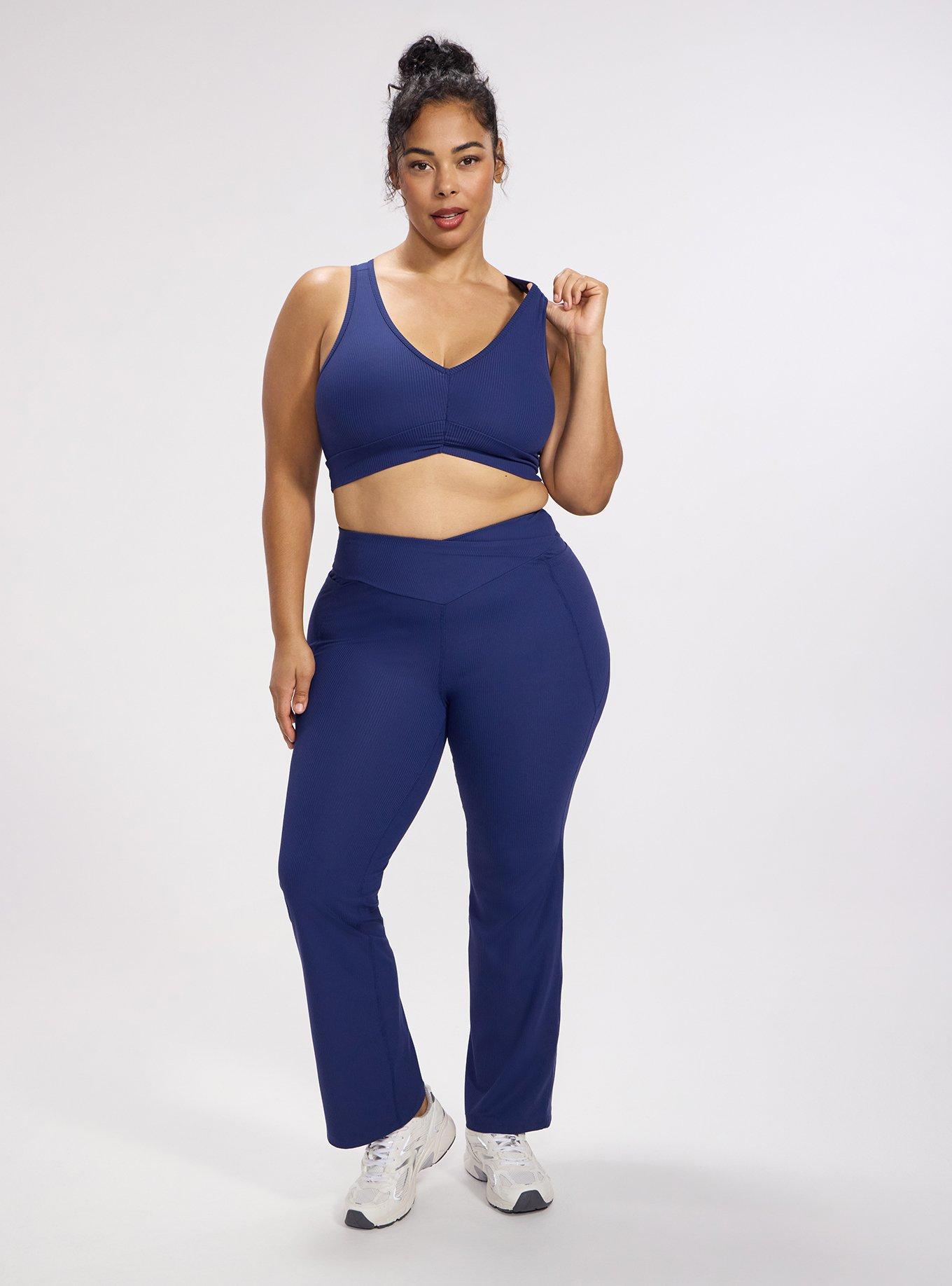 TRU Performance Rib Ruched Active Sports Bra, MEDIEVAL BLUE, alternate