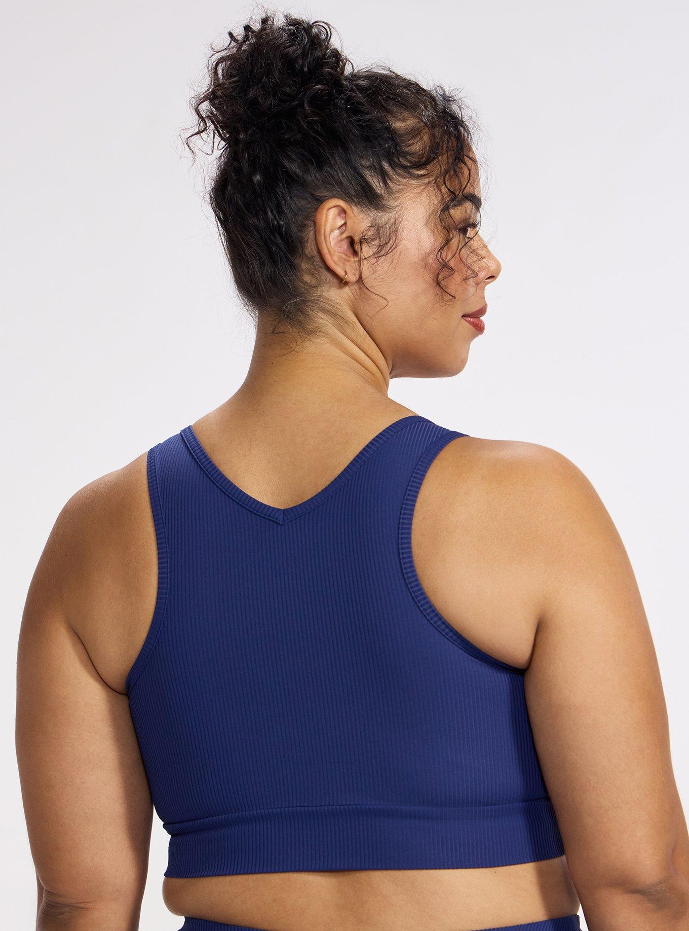 TRU Performance Rib Ruched Active Sports Bra, MEDIEVAL BLUE, alternate