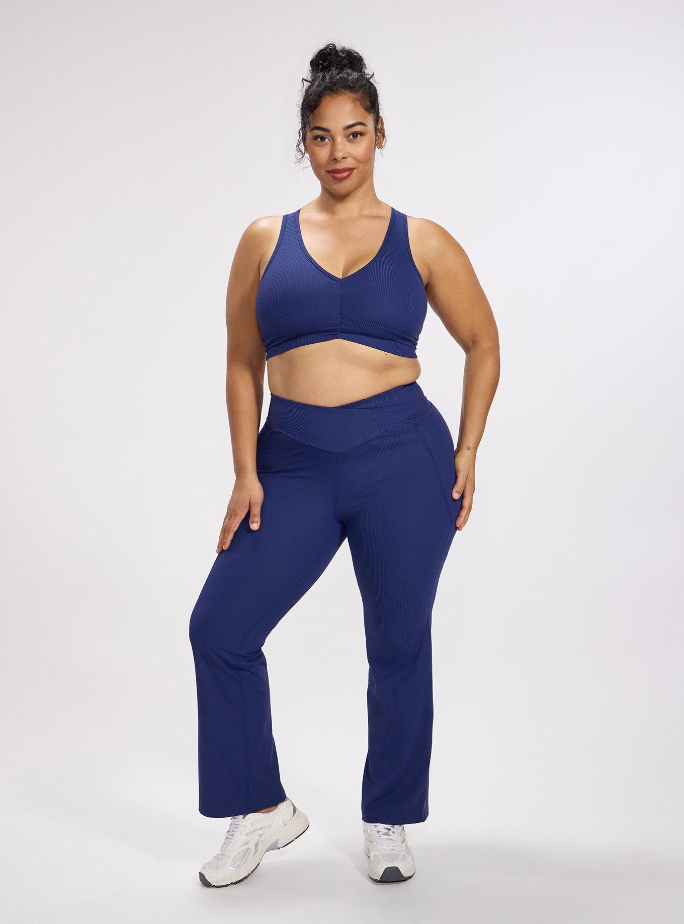 TRU Performance Rib Ruched Active Sports Bra, MEDIEVAL BLUE, alternate