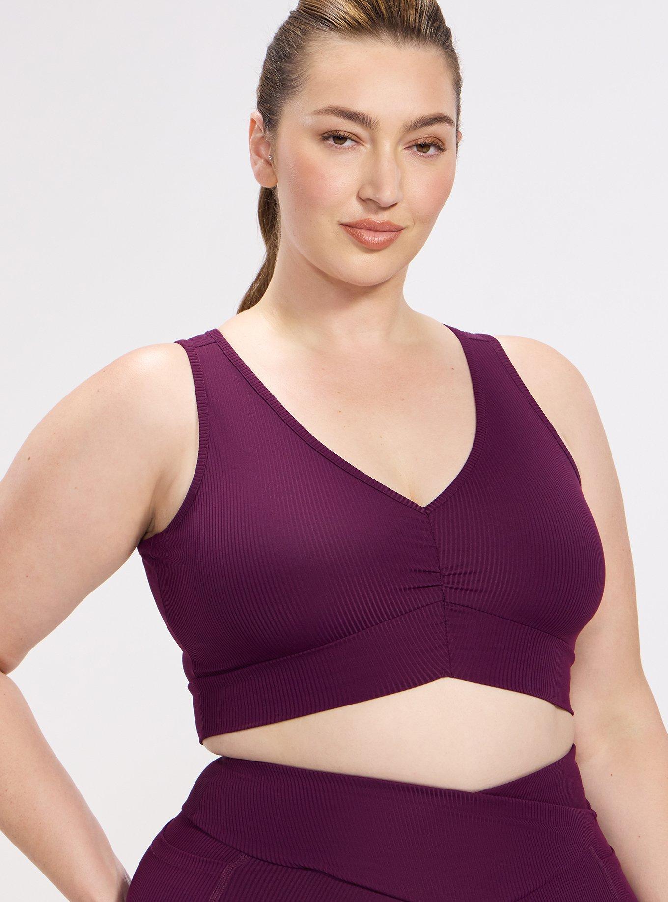 TRU Performance Rib Ruched Active Sports Bra, WINTER BLOOM, hi-res
