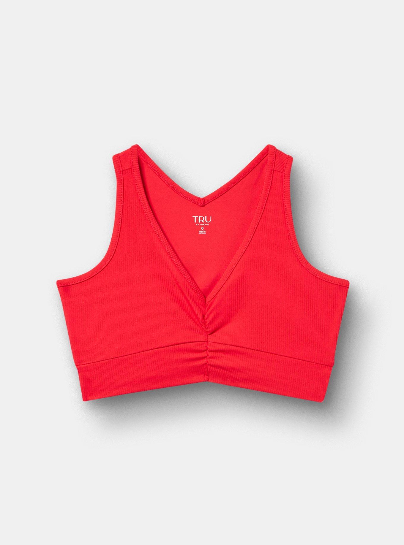 TRU Performance Rib Ruched Active Sports Bra, LOLLIPOP, hi-res