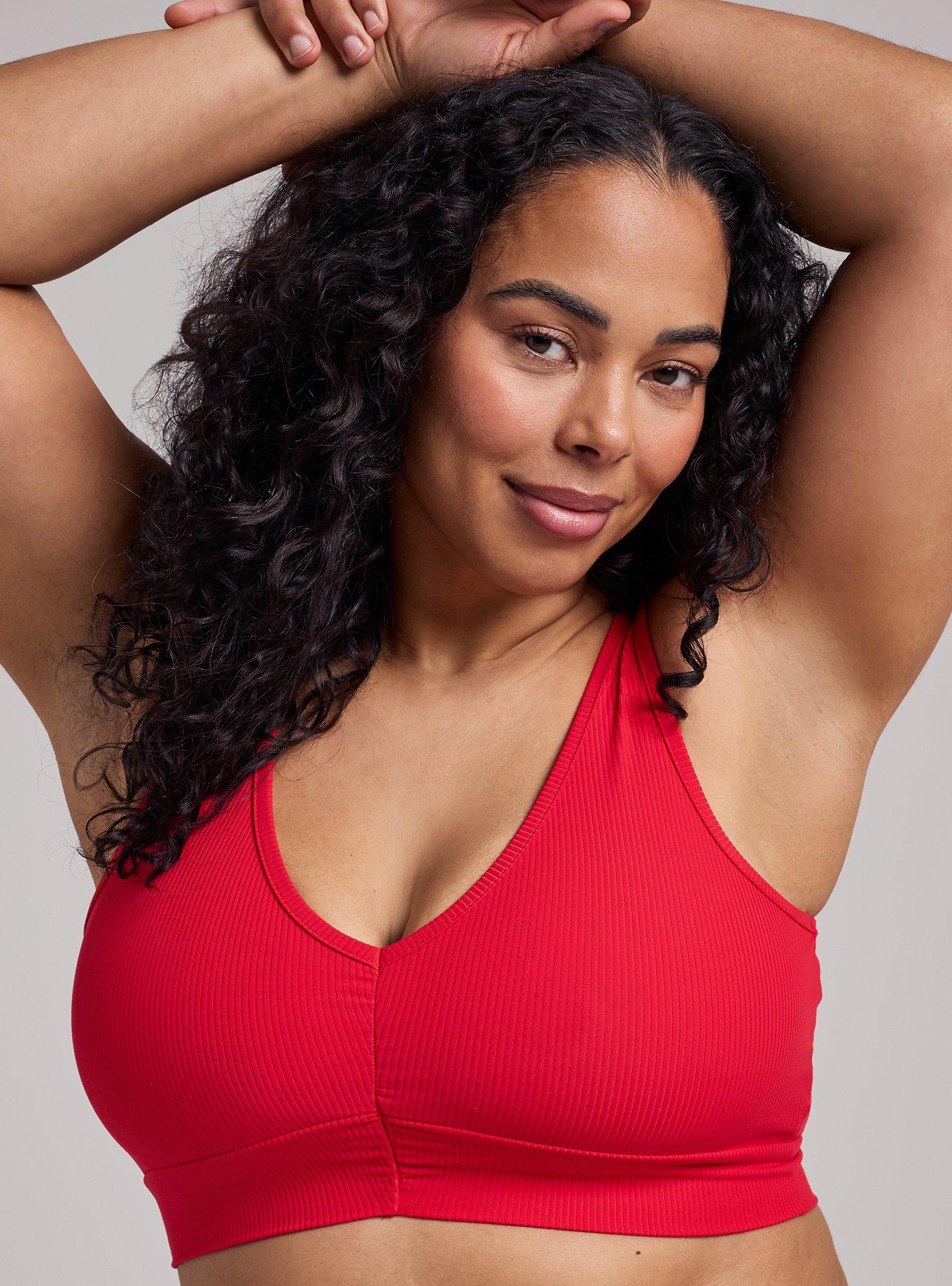 TRU Performance Rib Ruched Active Sports Bra, LOLLIPOP, hi-res