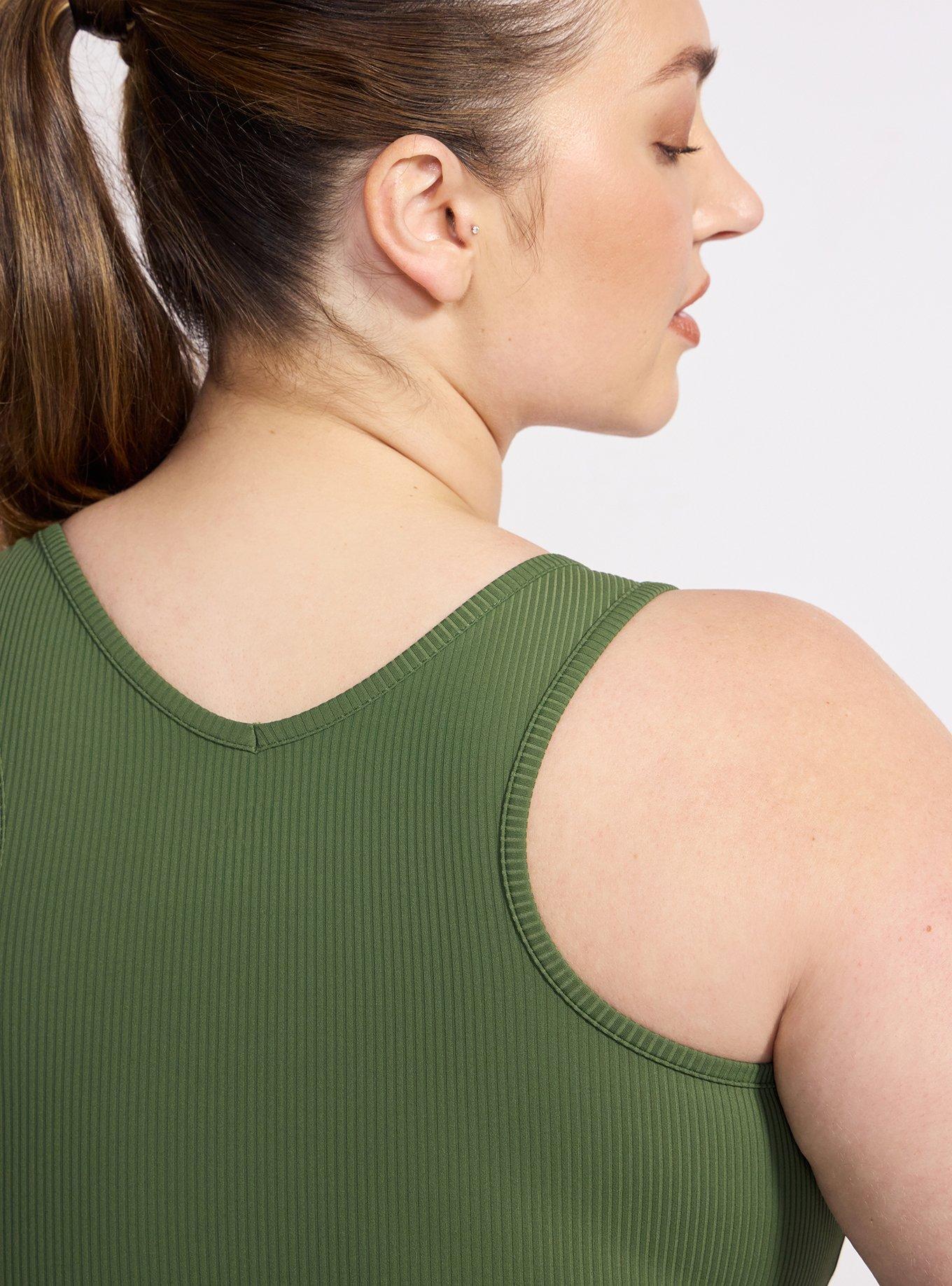 TRU Performance Rib Ruched Active Sports Bra, BRONZE GREEN, alternate