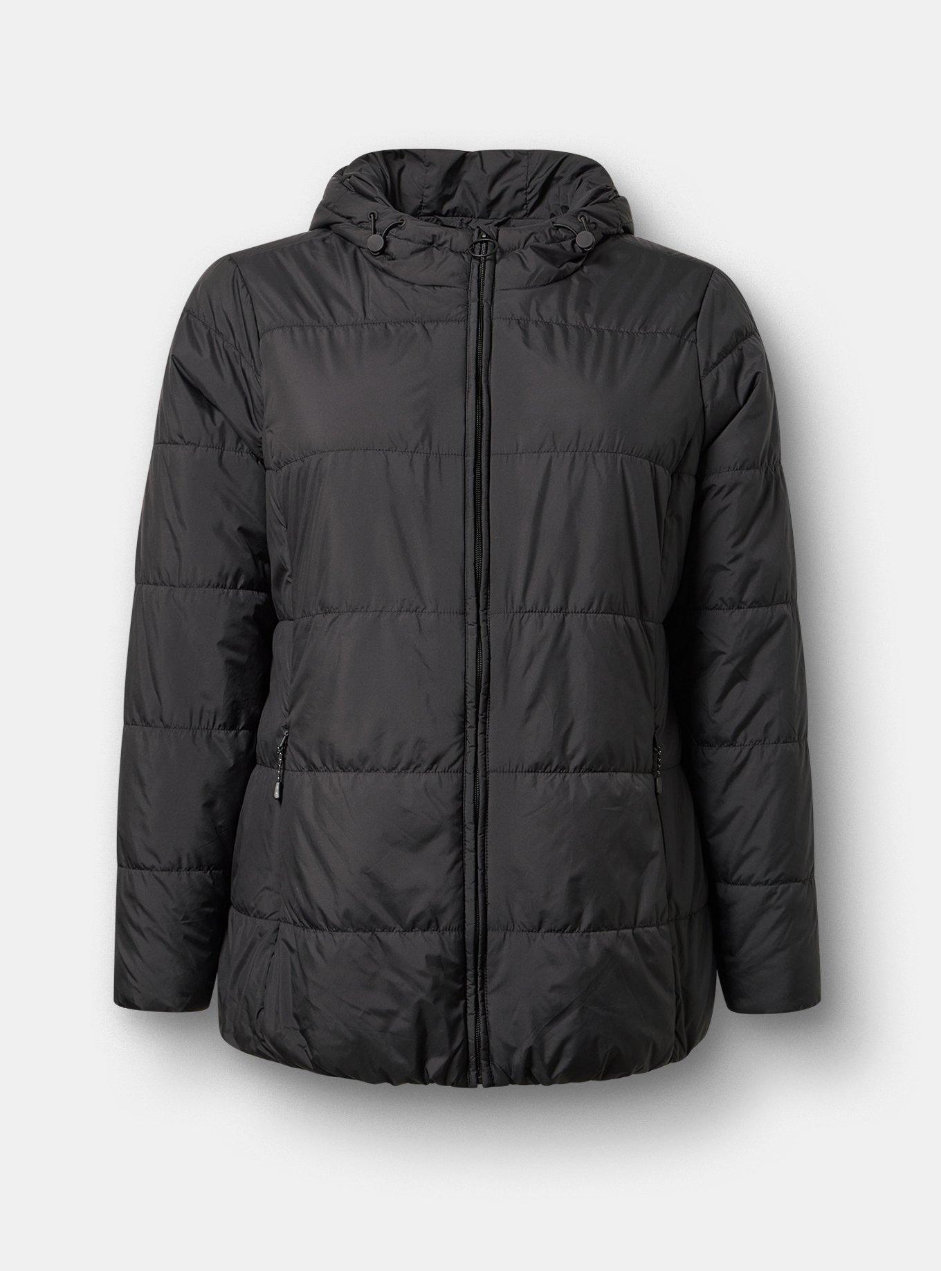Plus Size Puffer Jacket, DEEP BLACK, hi-res