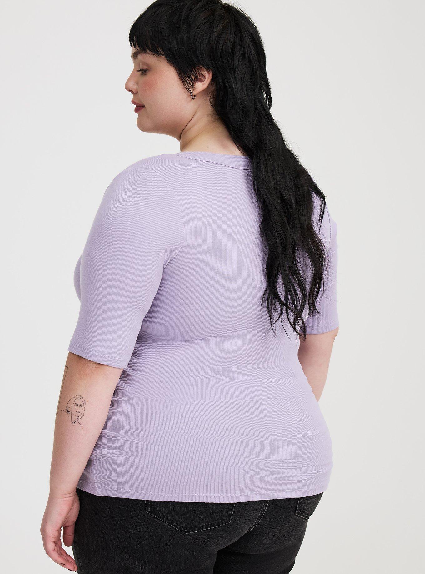 Cotton Rib Henley Elbow Top