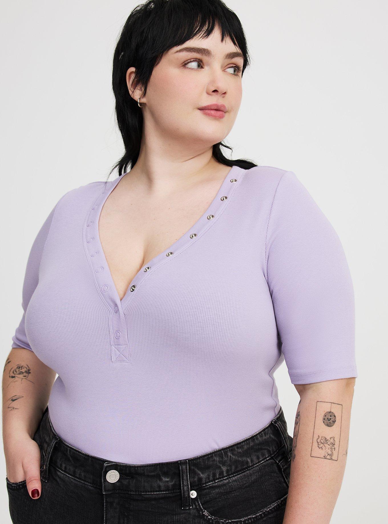 Cotton Rib Henley Elbow Top