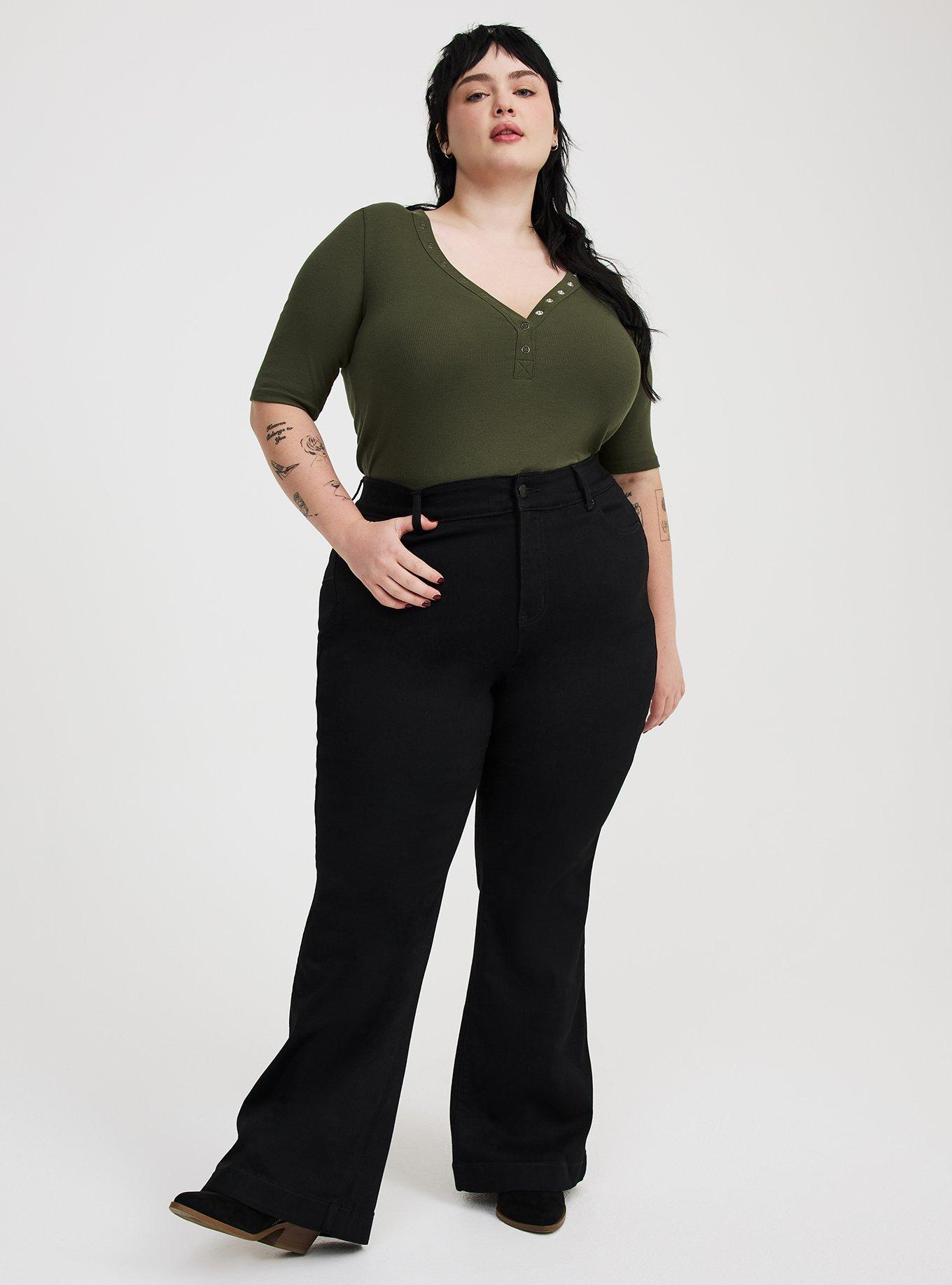 Cotton Rib Henley Elbow Top