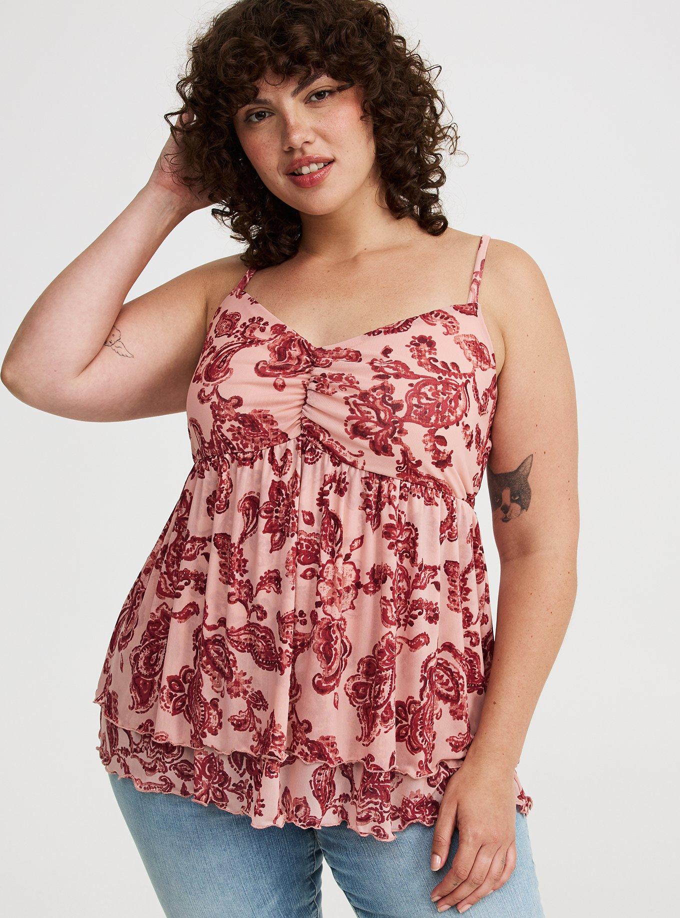Mesh V-Neck Babydoll Cami