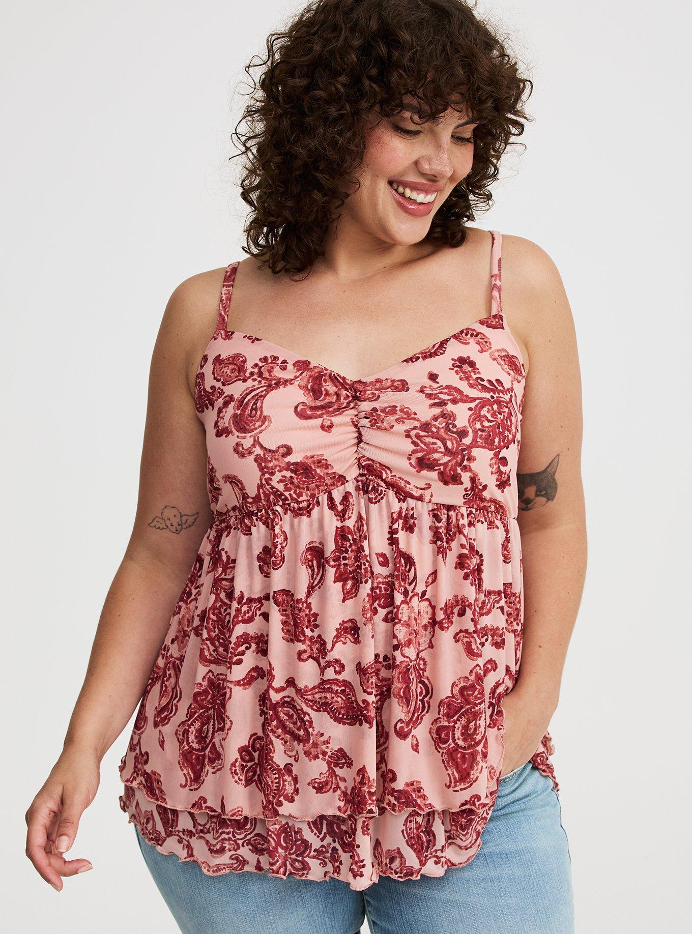Mesh V-Neck Babydoll Cami