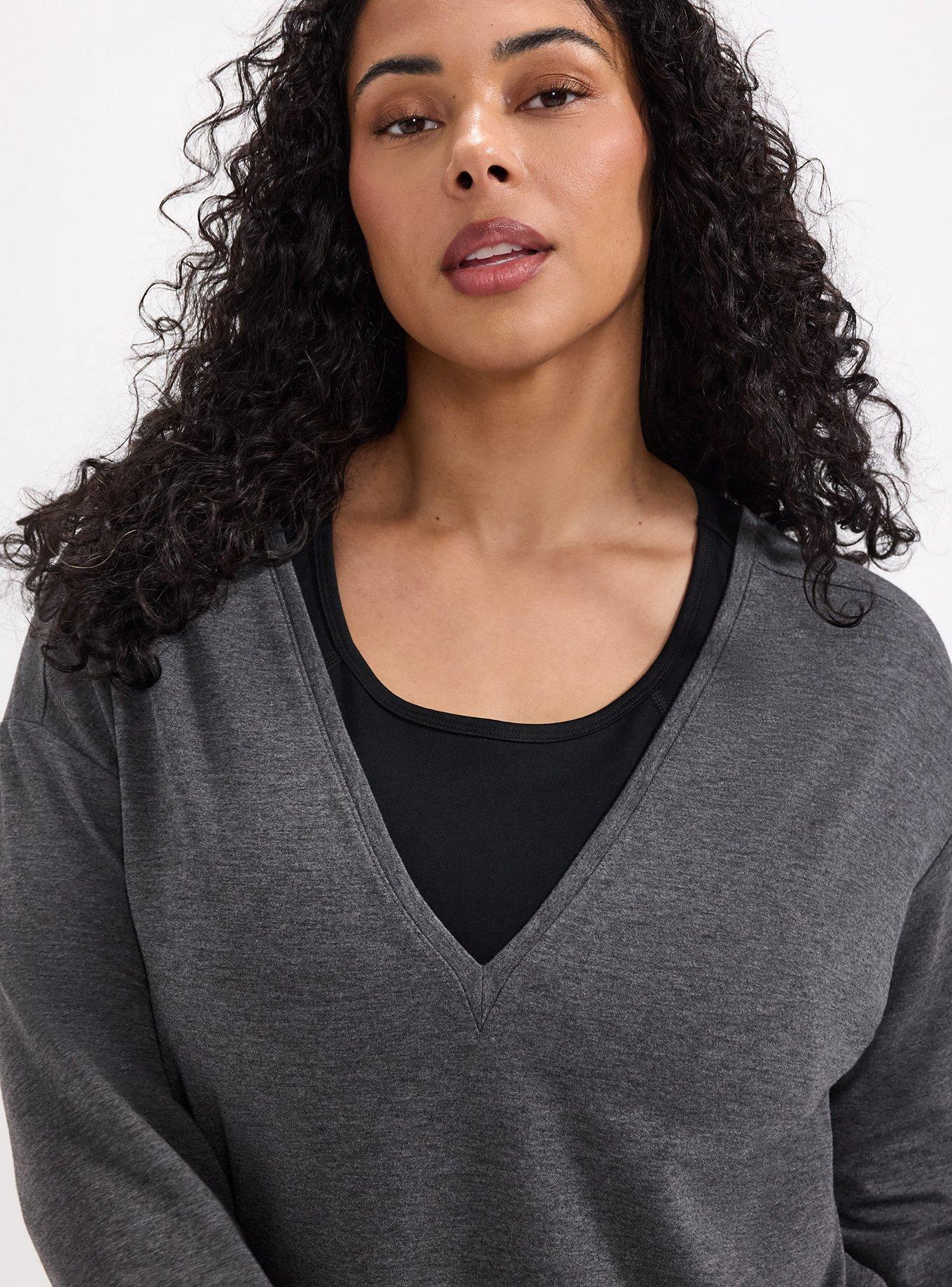 TRU Lightweight French Terry Long Sleeve Active Top, CHARCOAL HEATHER, alternate