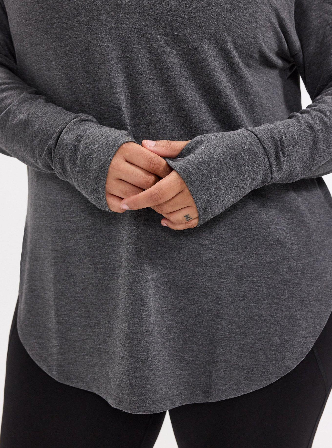 TRU Lightweight French Terry Long Sleeve Active Top, CHARCOAL HEATHER, alternate