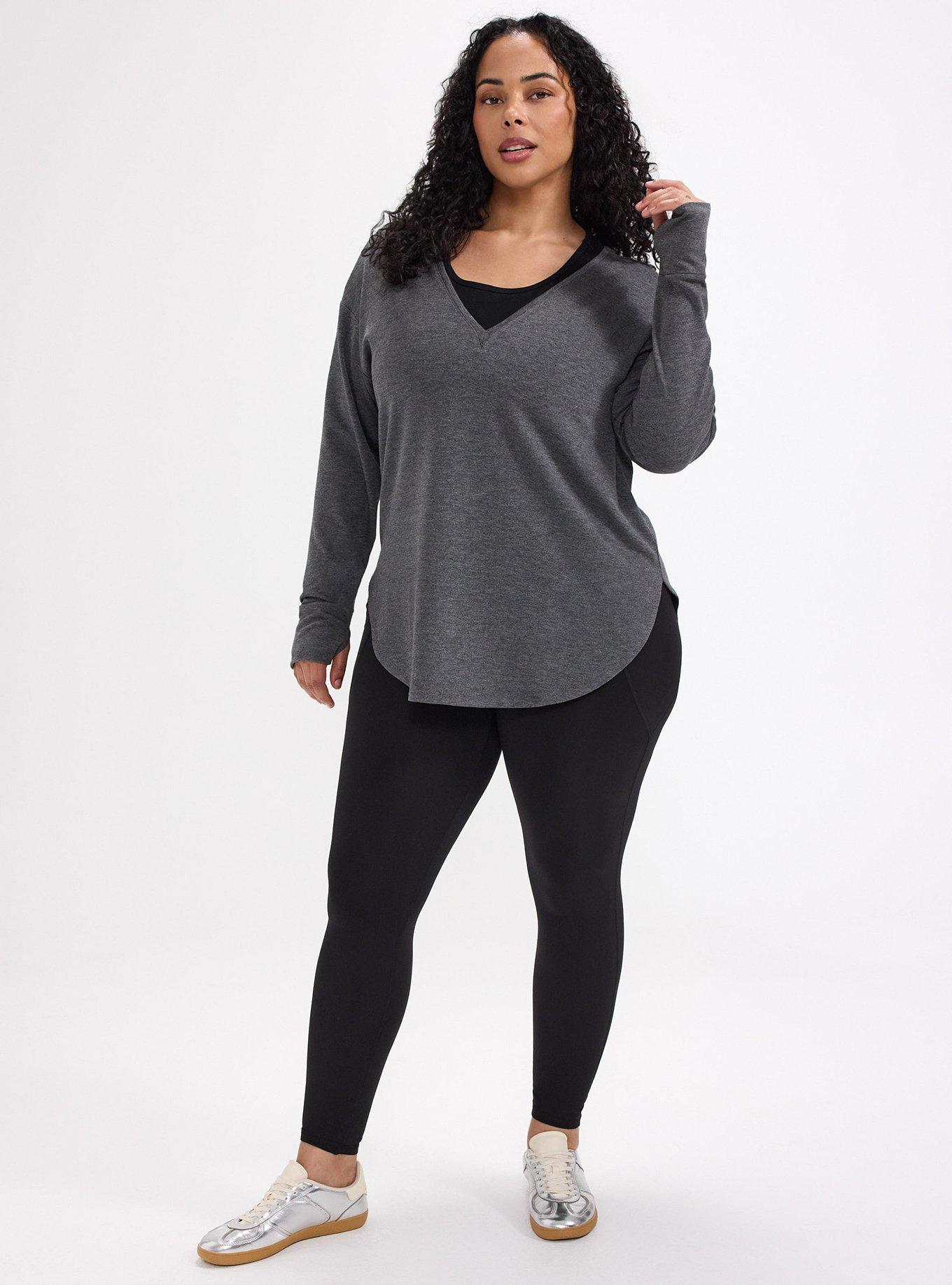 TRU Lightweight French Terry Long Sleeve Active Top, CHARCOAL HEATHER, alternate