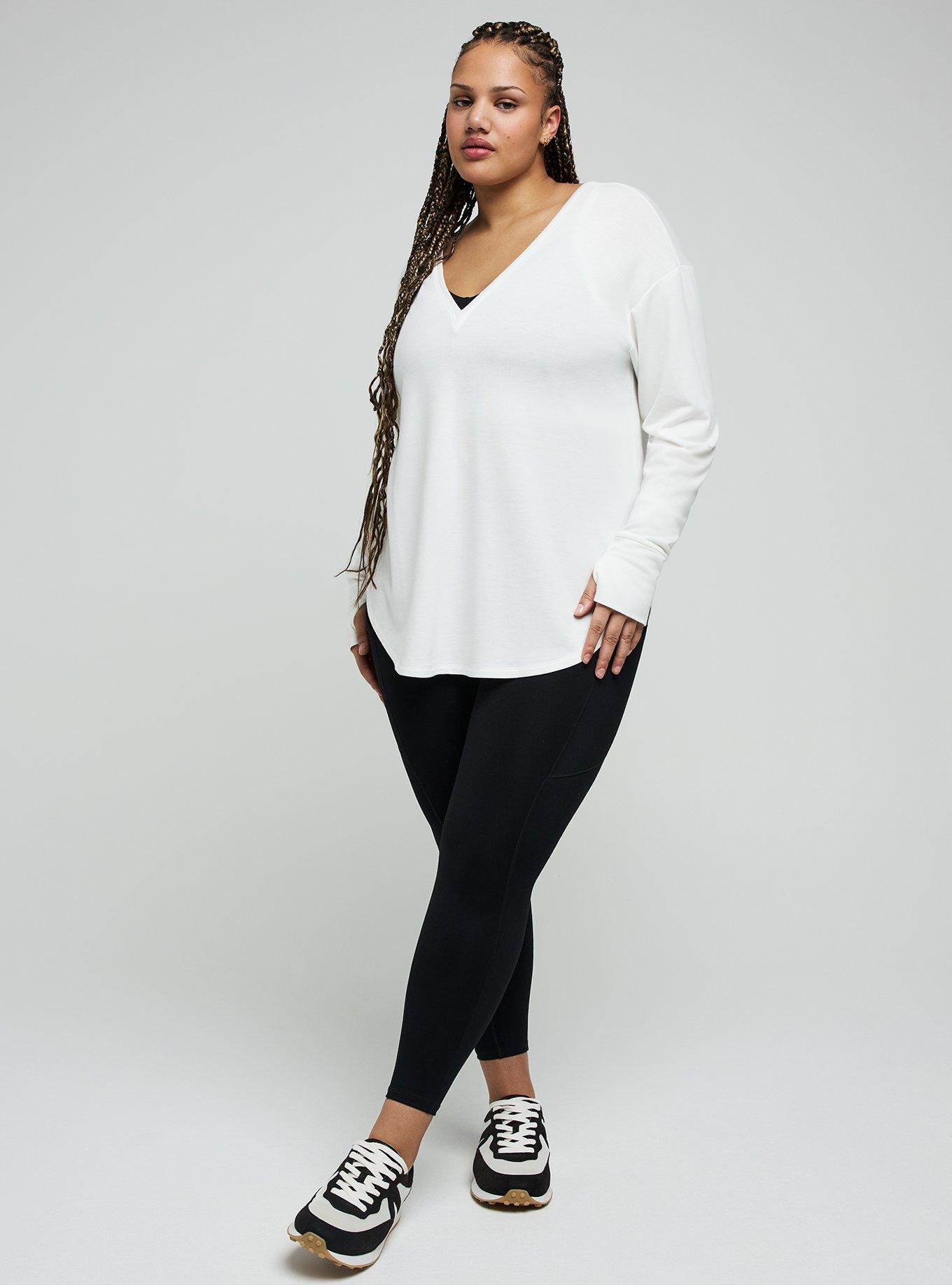 TRU Lightweight French Terry Long Sleeve Active Top, BLANC DE BLANC, alternate