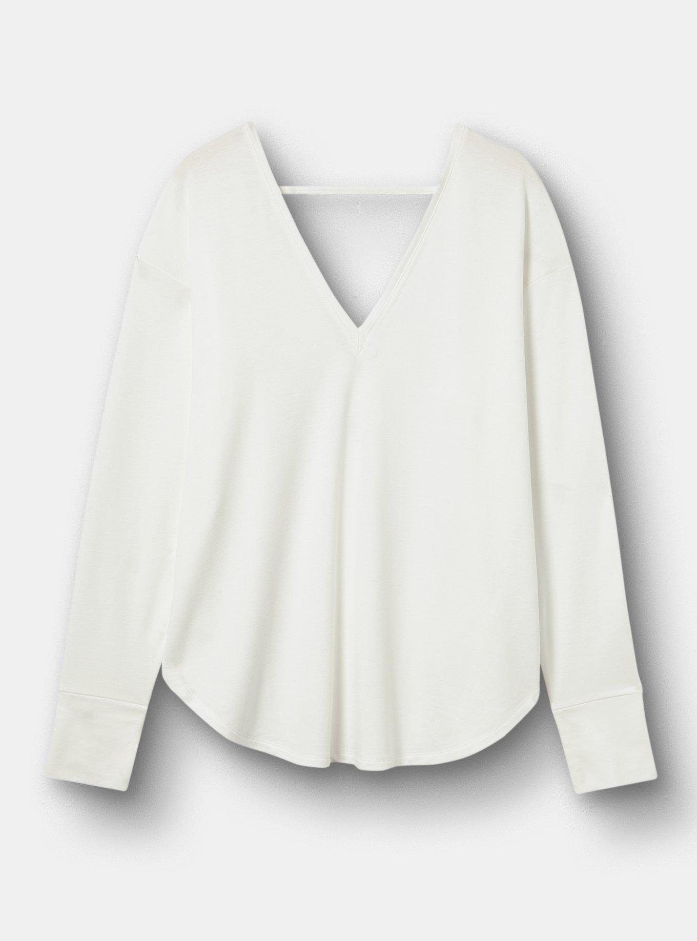 TRU Lightweight French Terry Long Sleeve Active Top, BLANC DE BLANC, hi-res