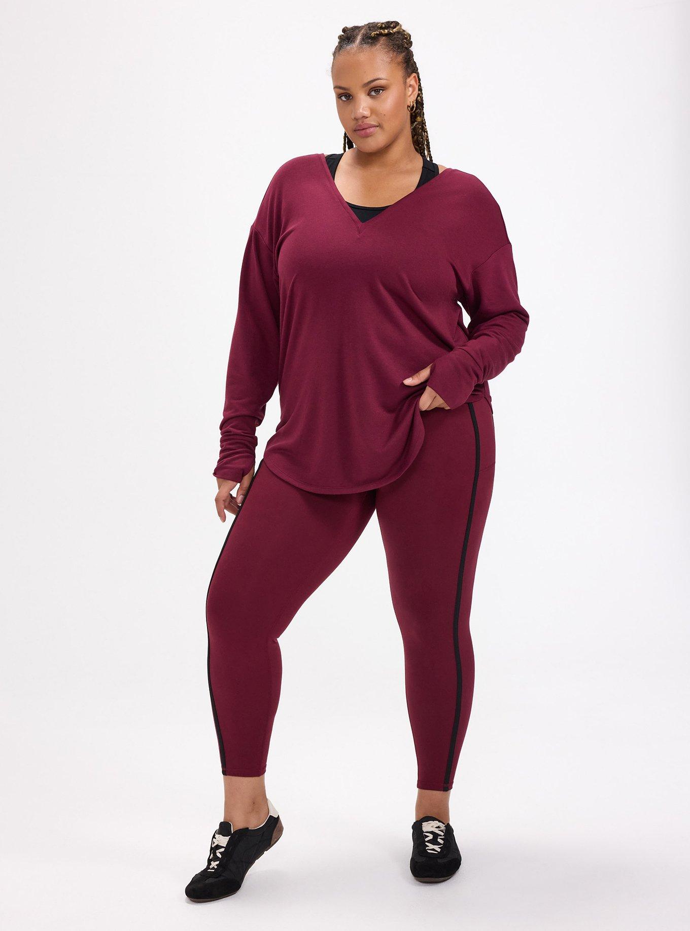 TRU Lightweight French Terry Long Sleeve Active Top, MAROON BANNER, alternate