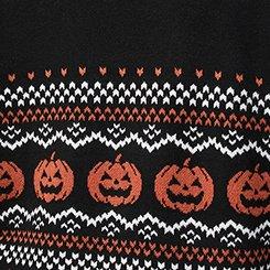 Luxe Boyfriend Cardigan, PUMPKIN FAIRISLE DEEP BLACK, swatch