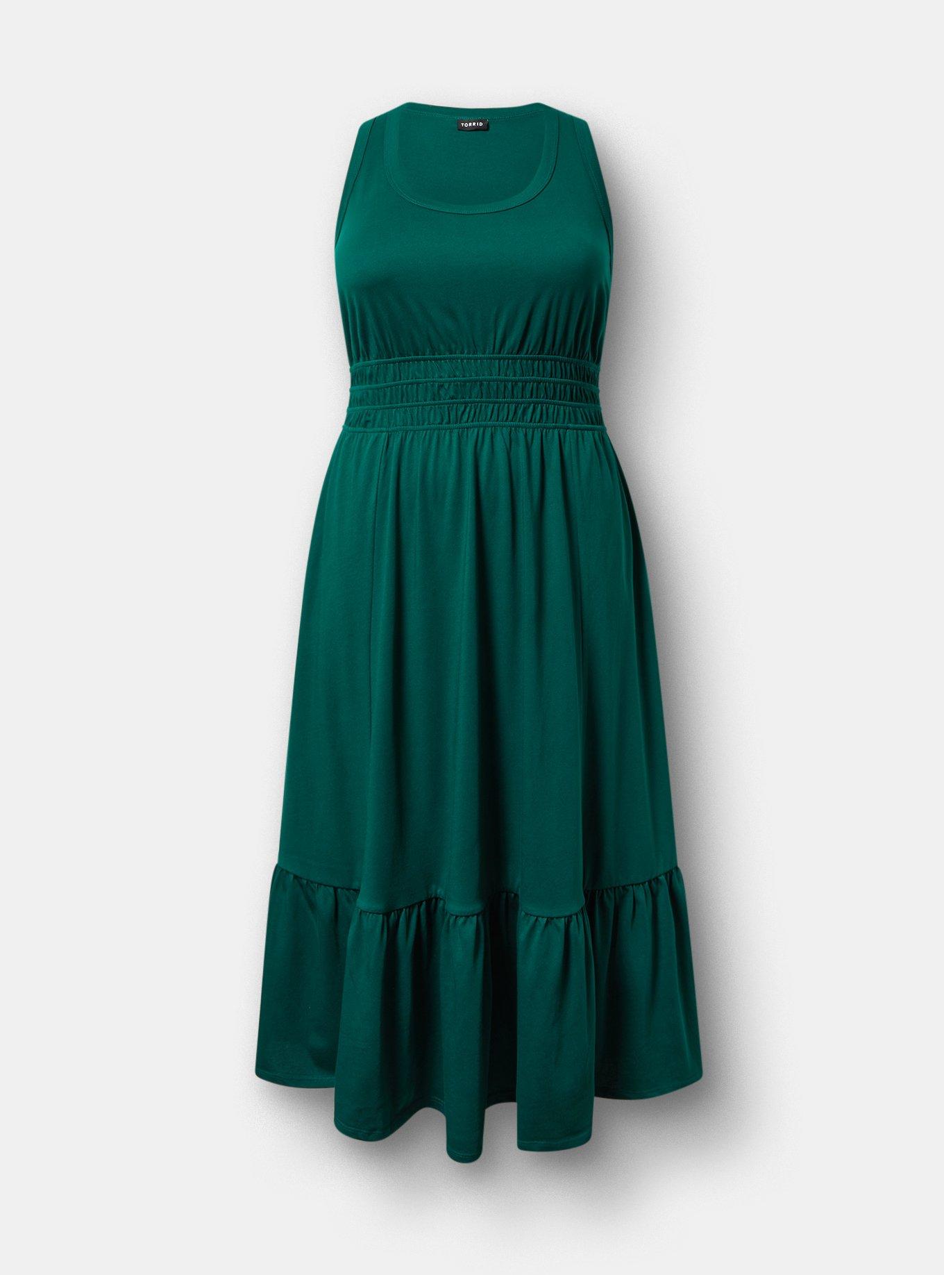 Shirred Waist Smocked Midi Dress