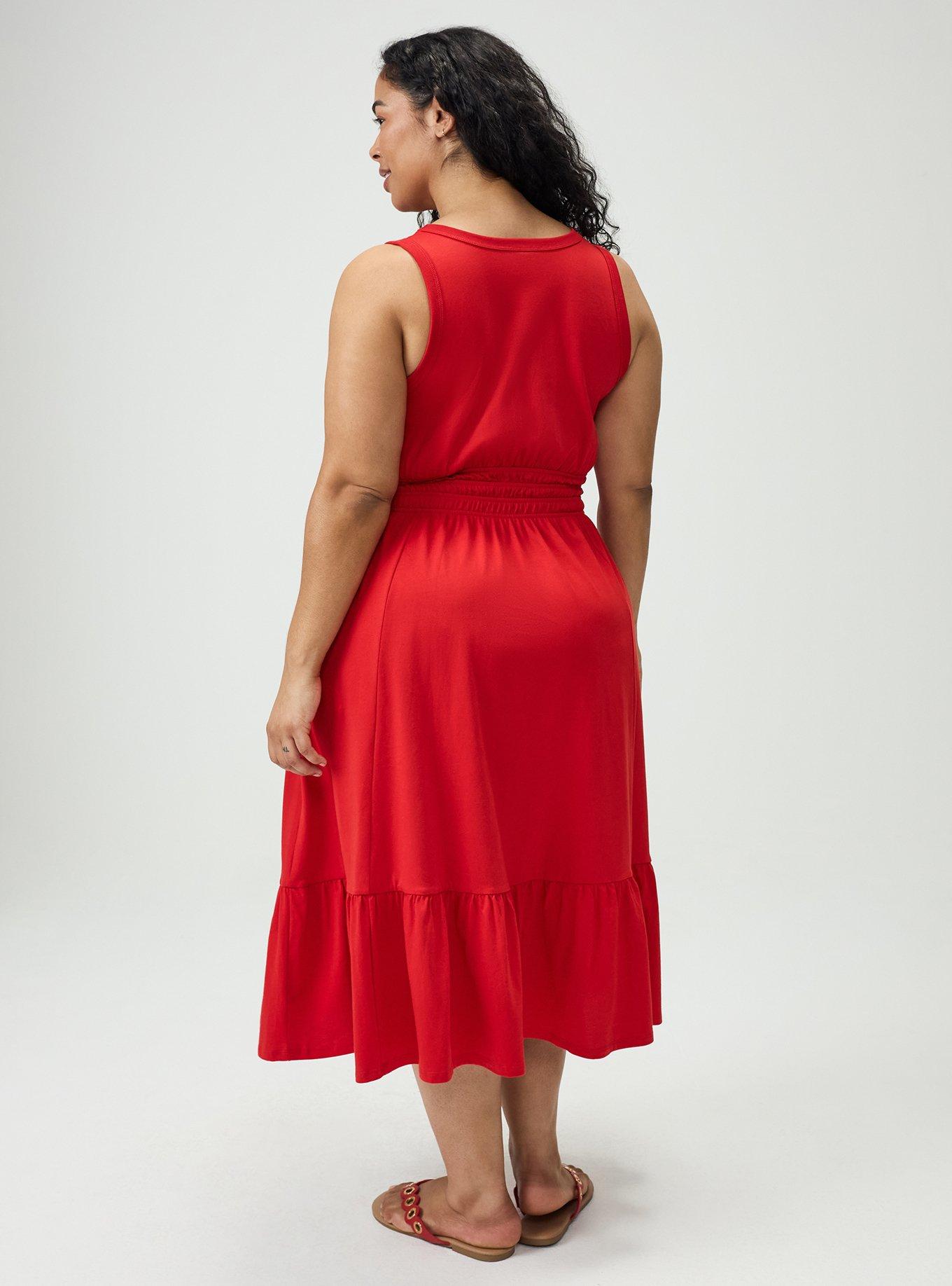 Plus Size - Midi Shirred Drop-Waist Dress - Torrid