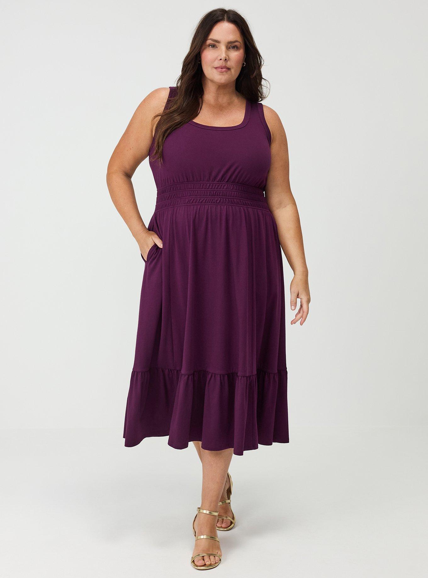 Shirred Waist Midi Dress, WINTER BLOOM, hi-res