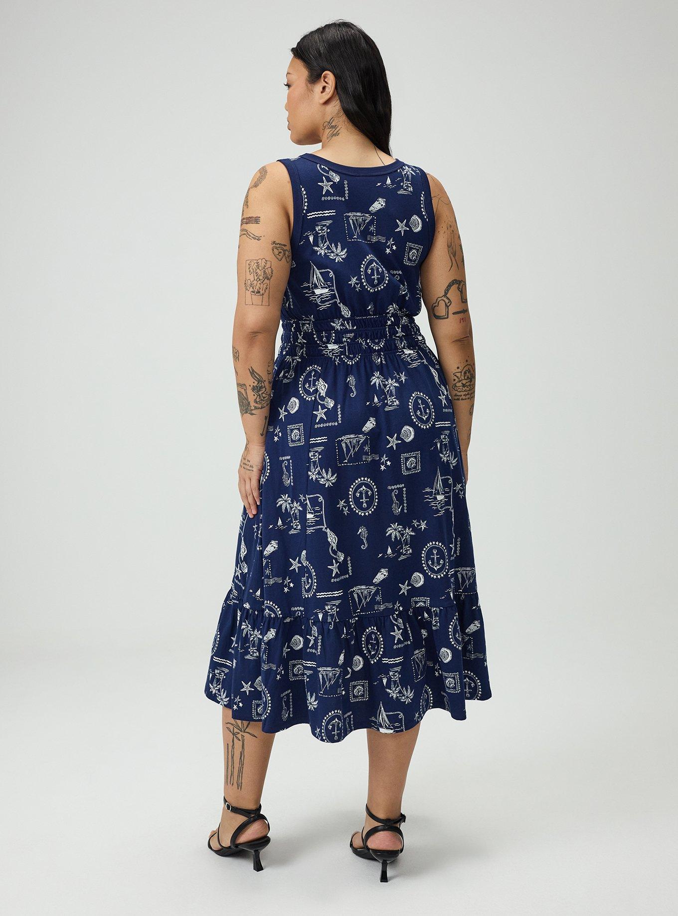 Shirred Waist Midi Dress, MARINE ROOM NAVY, alternate