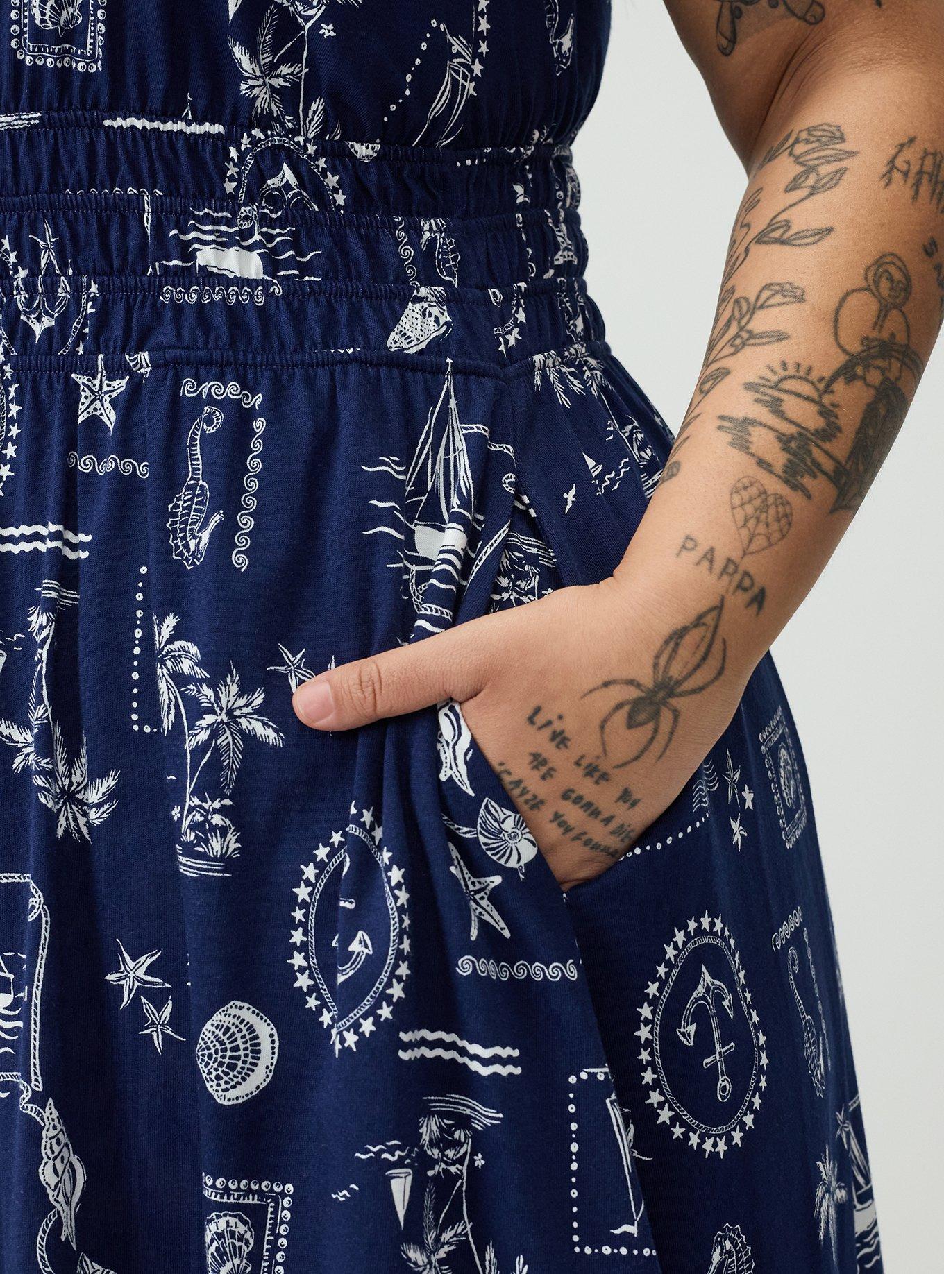 Plus Size - Midi Shirred Drop-Waist Dress - Torrid