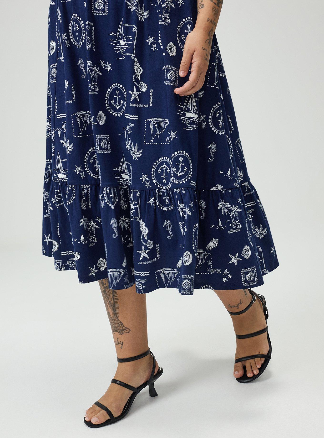 Shirred Waist Midi Dress, MARINE ROOM NAVY, alternate