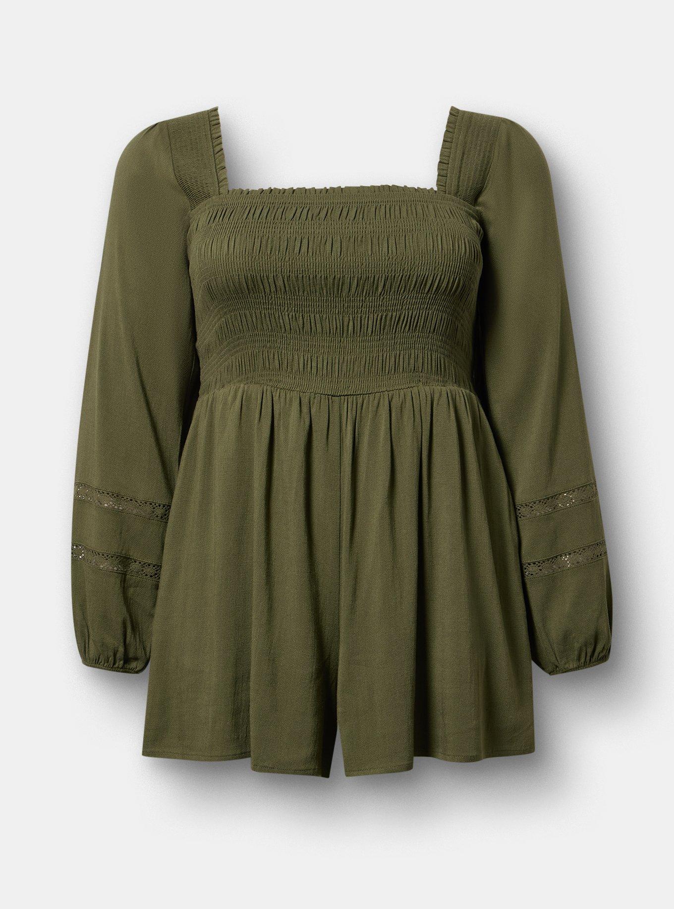Long-Sleeve Smocked Romper, DEEP DEPTHS, flat